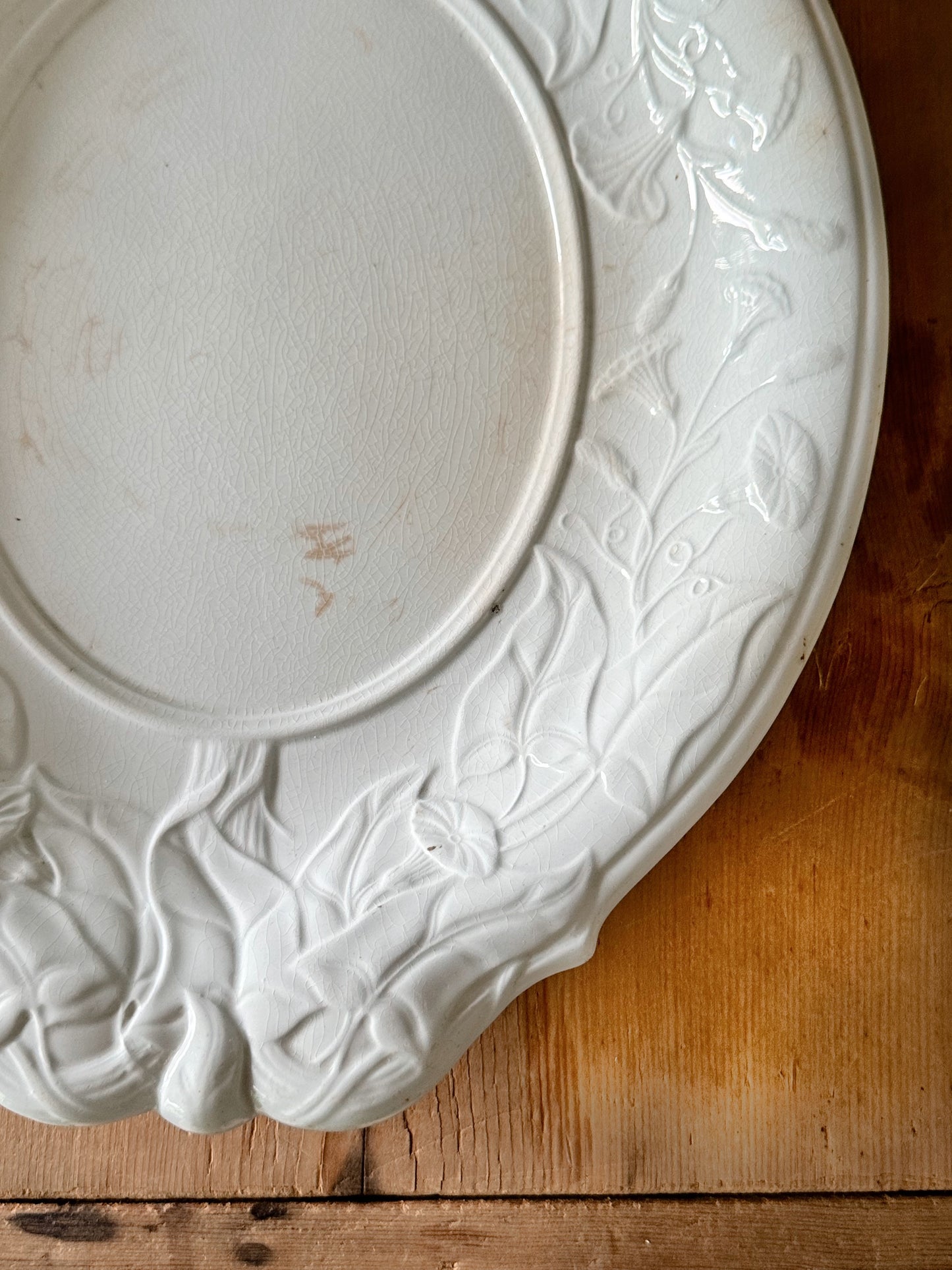 Large 1860s Antique Elsmore & Forster Three Piece Ironstone Tureen, Morning Glory Pattern