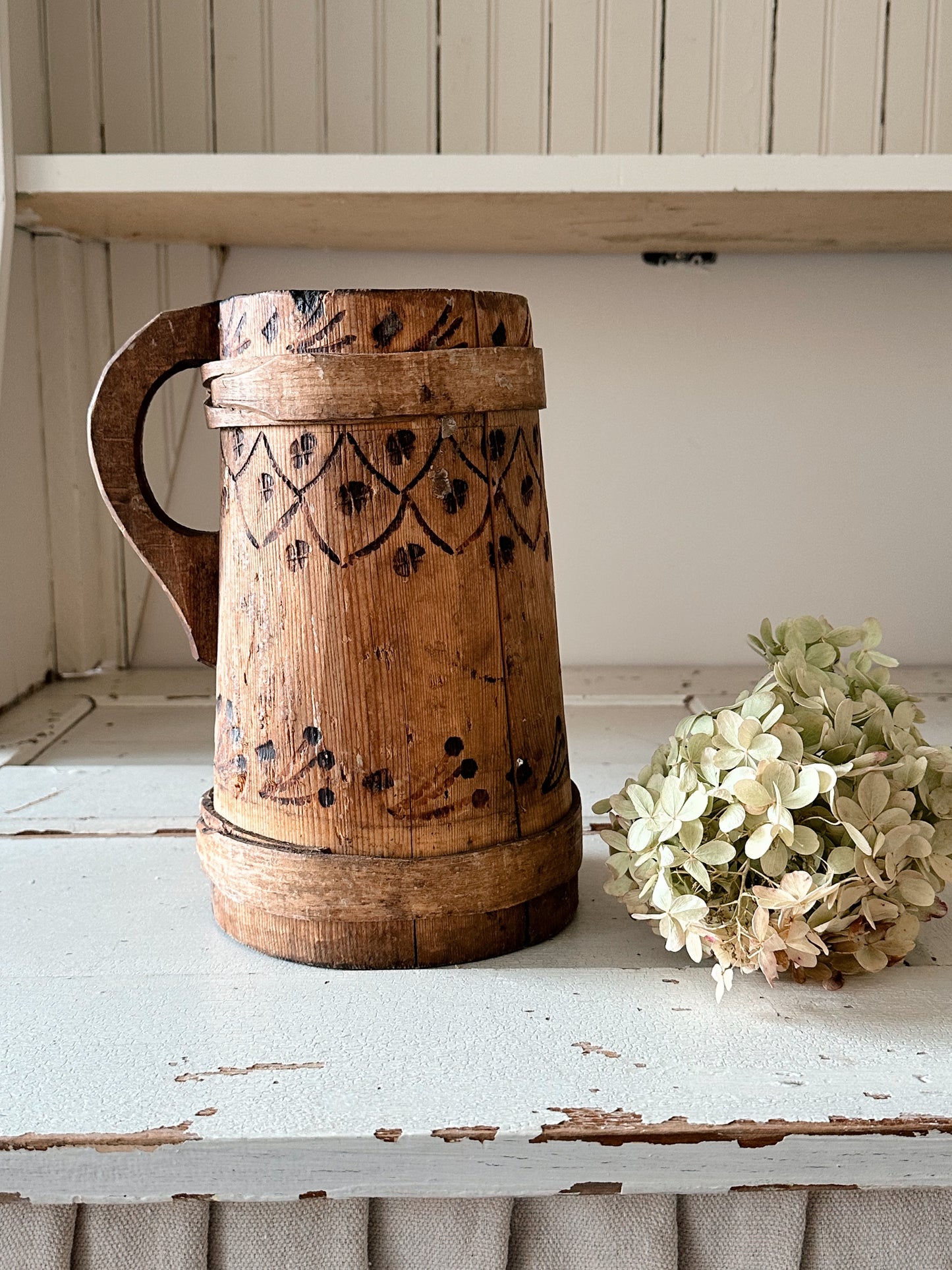 Gorgeous Antique Wood Tankard