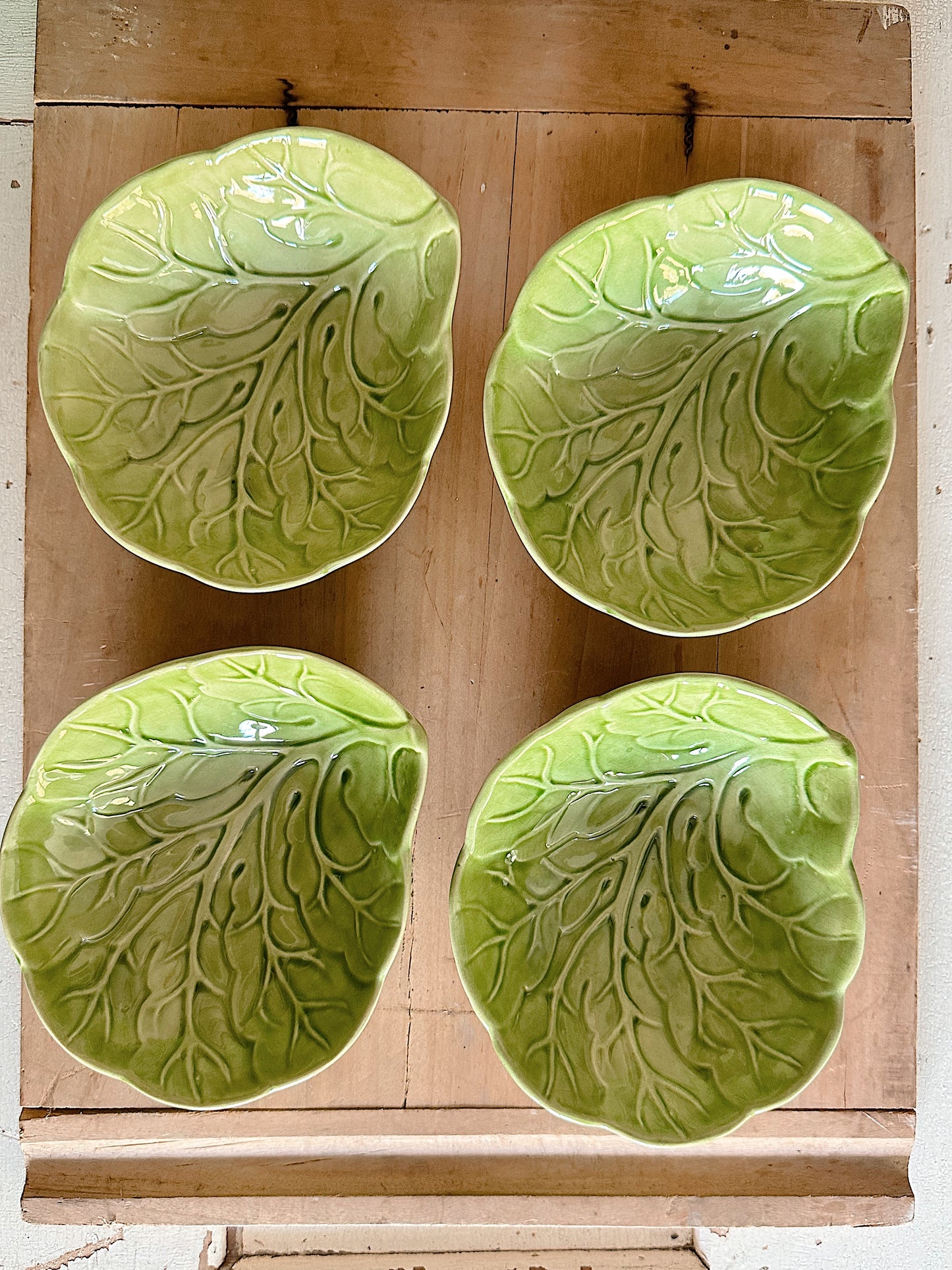 Set of Four Vintage Hand Painted Cabbage Ware Bowls