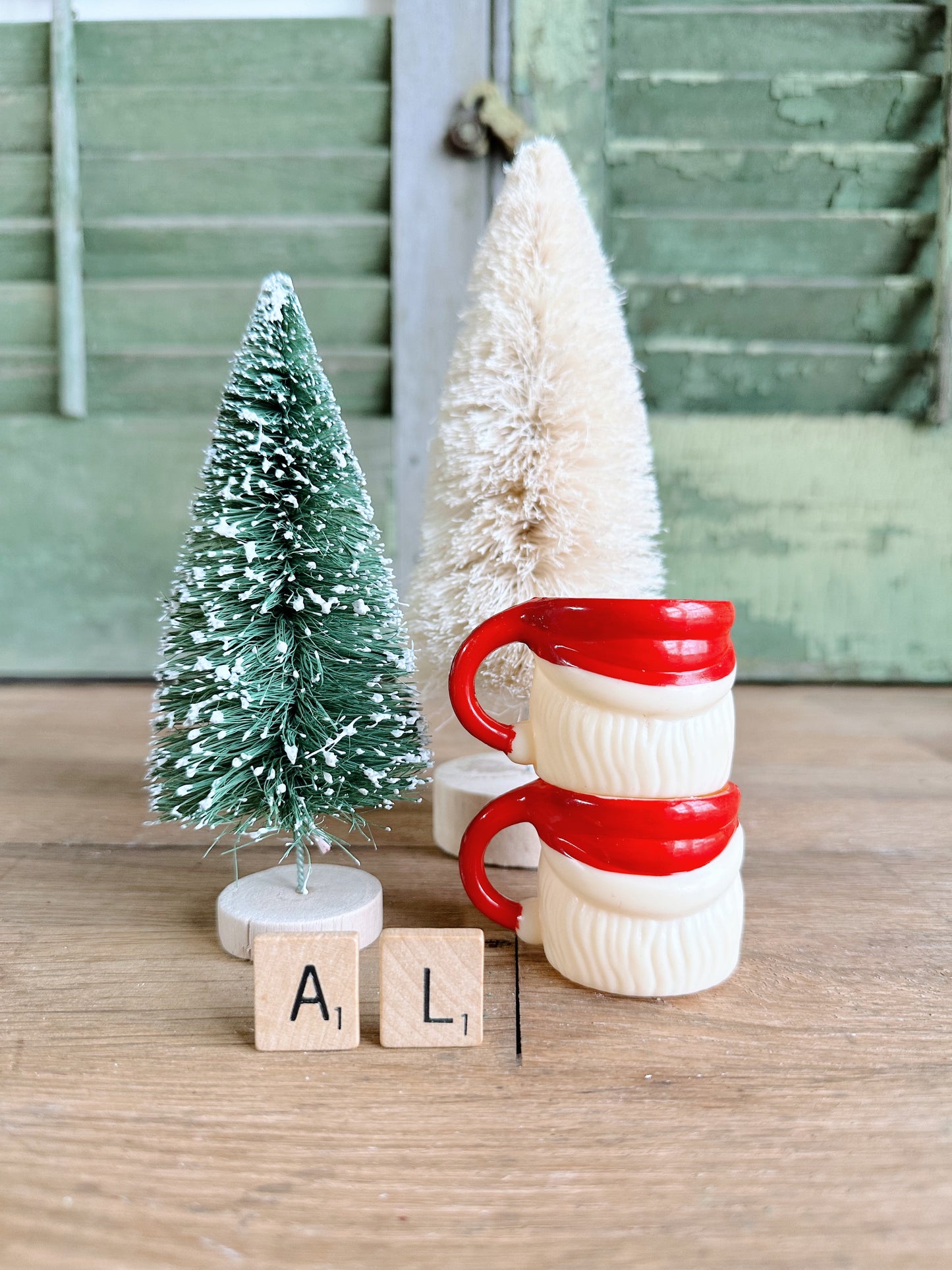 Set of Two Plastic Mini Vintage Santa Mugs