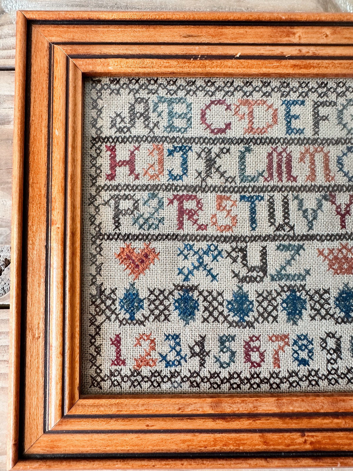 Vintage Framed Alphabet Sampler