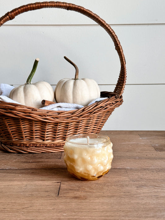 Hand Poured Pumpkin Chai Candle in a Vintage Gold Glass Cup