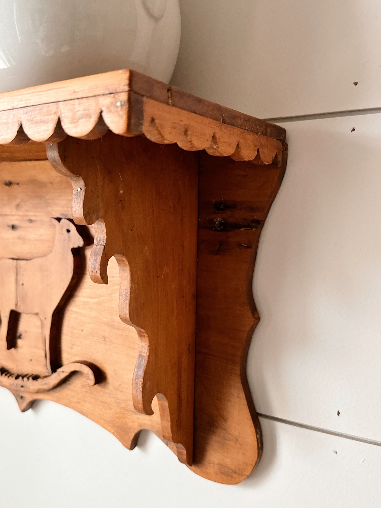 OLD Hand Carved Pine Shelf