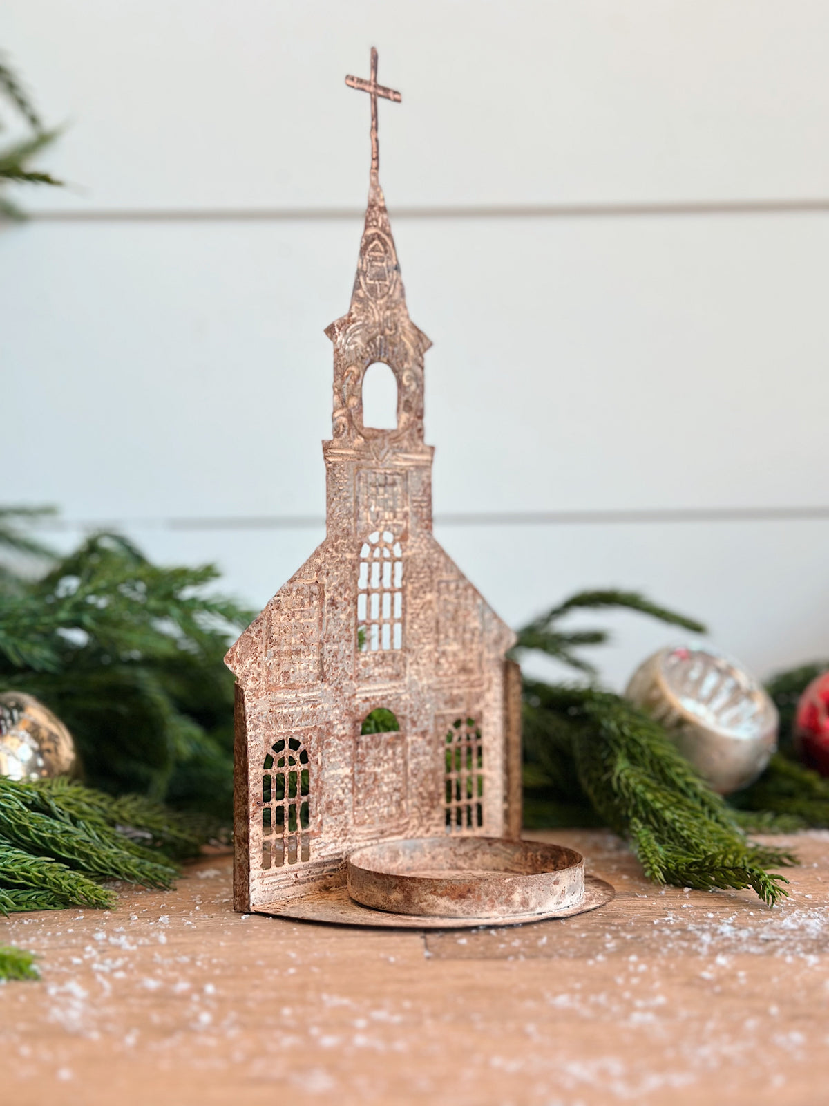 Embossed Tin House Candle Holders