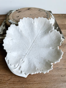 Late 1800s Antique Ironstone Leaf Shaped Relish Dish
