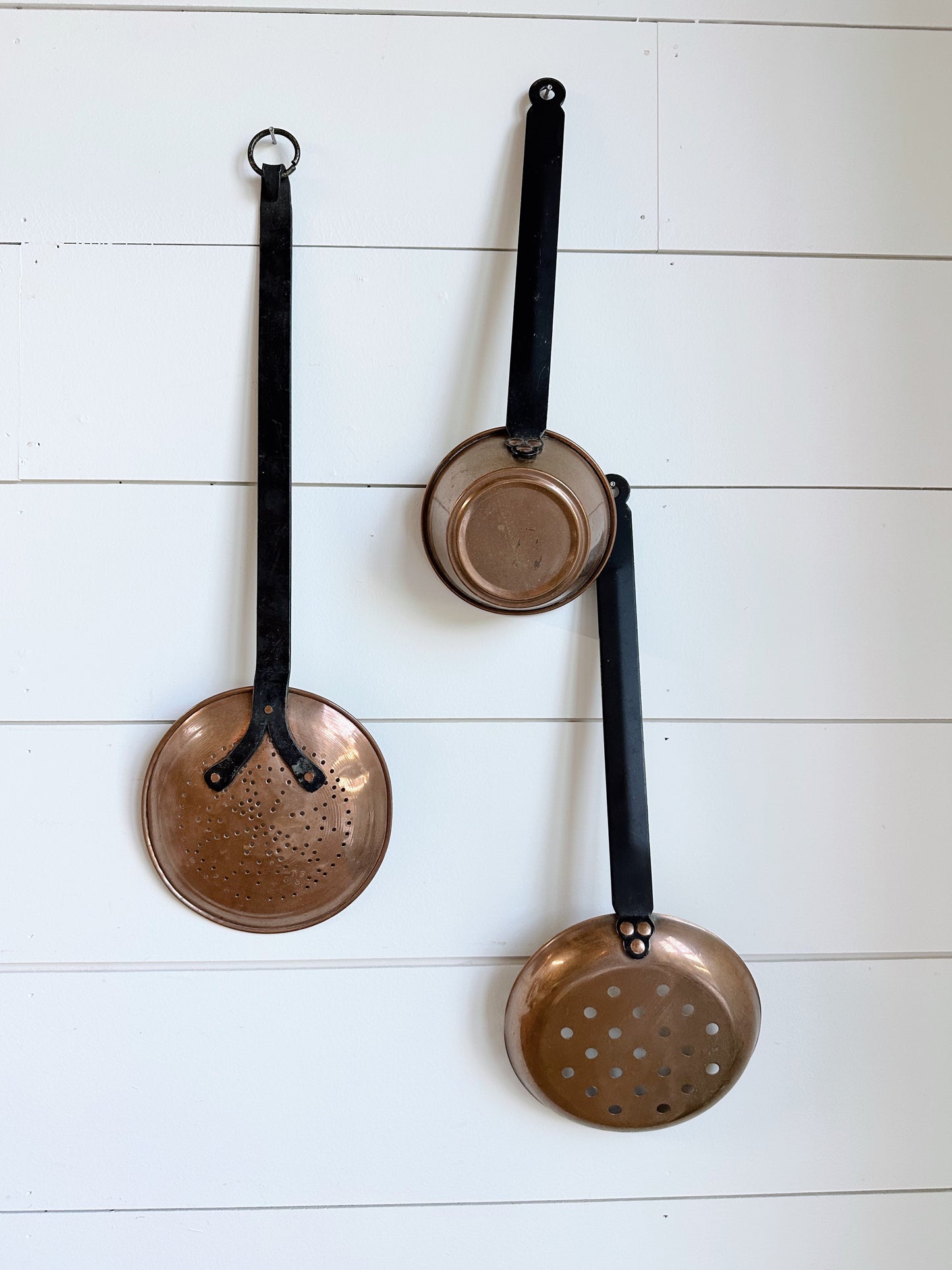 Collection of Three Vintage Copper & Iron Utensils