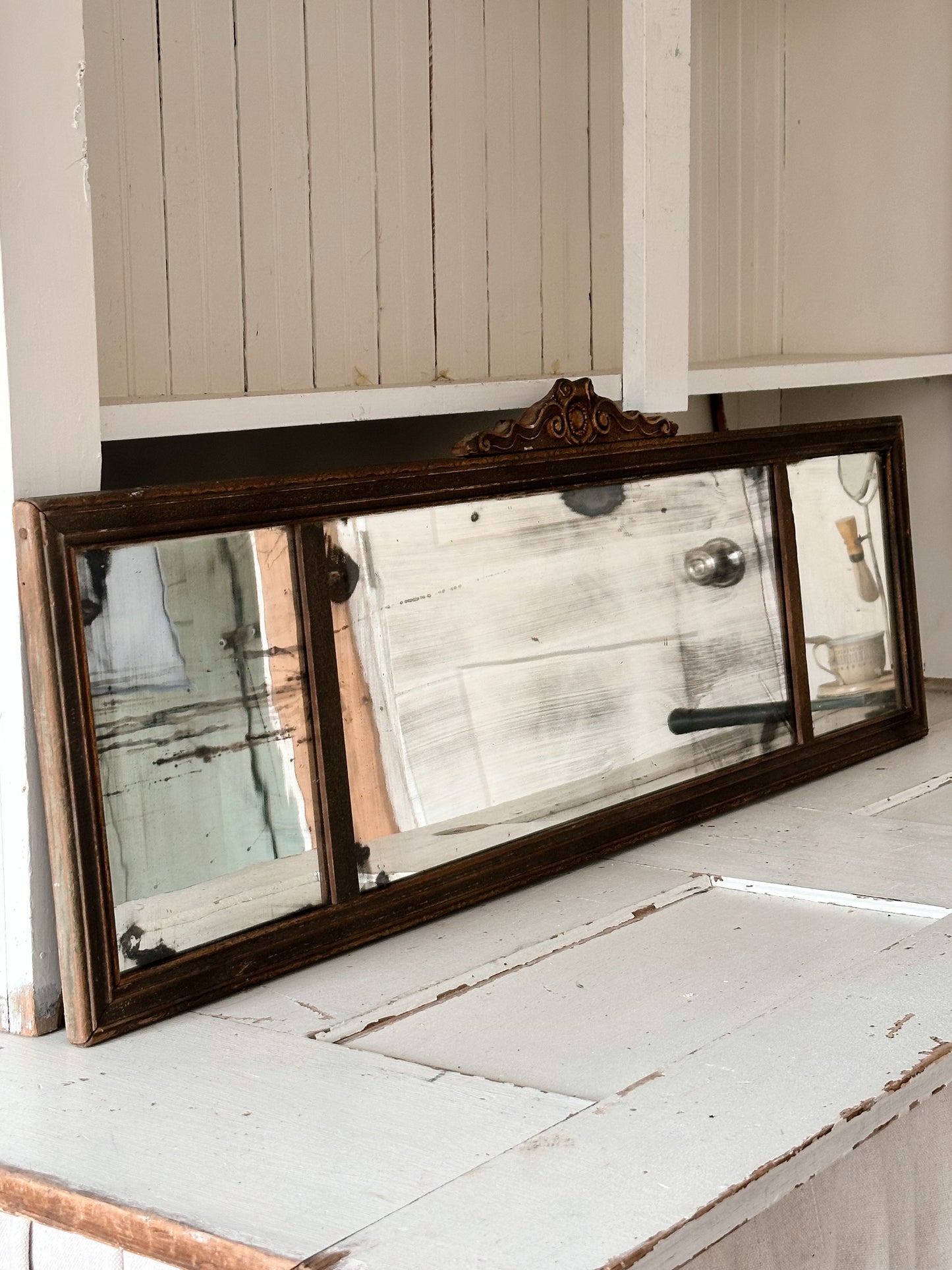 Antique Three Panel Buffet / Mantel Mirror