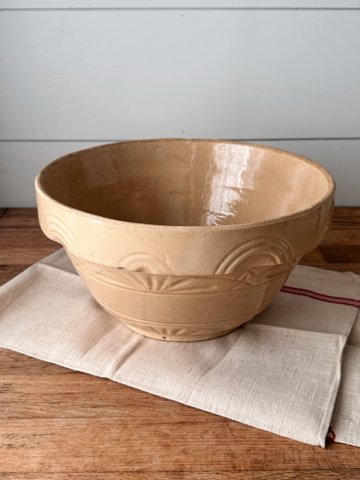 12.5” Vintage Robinson Ransbottom Stoneware Mixing Bowl