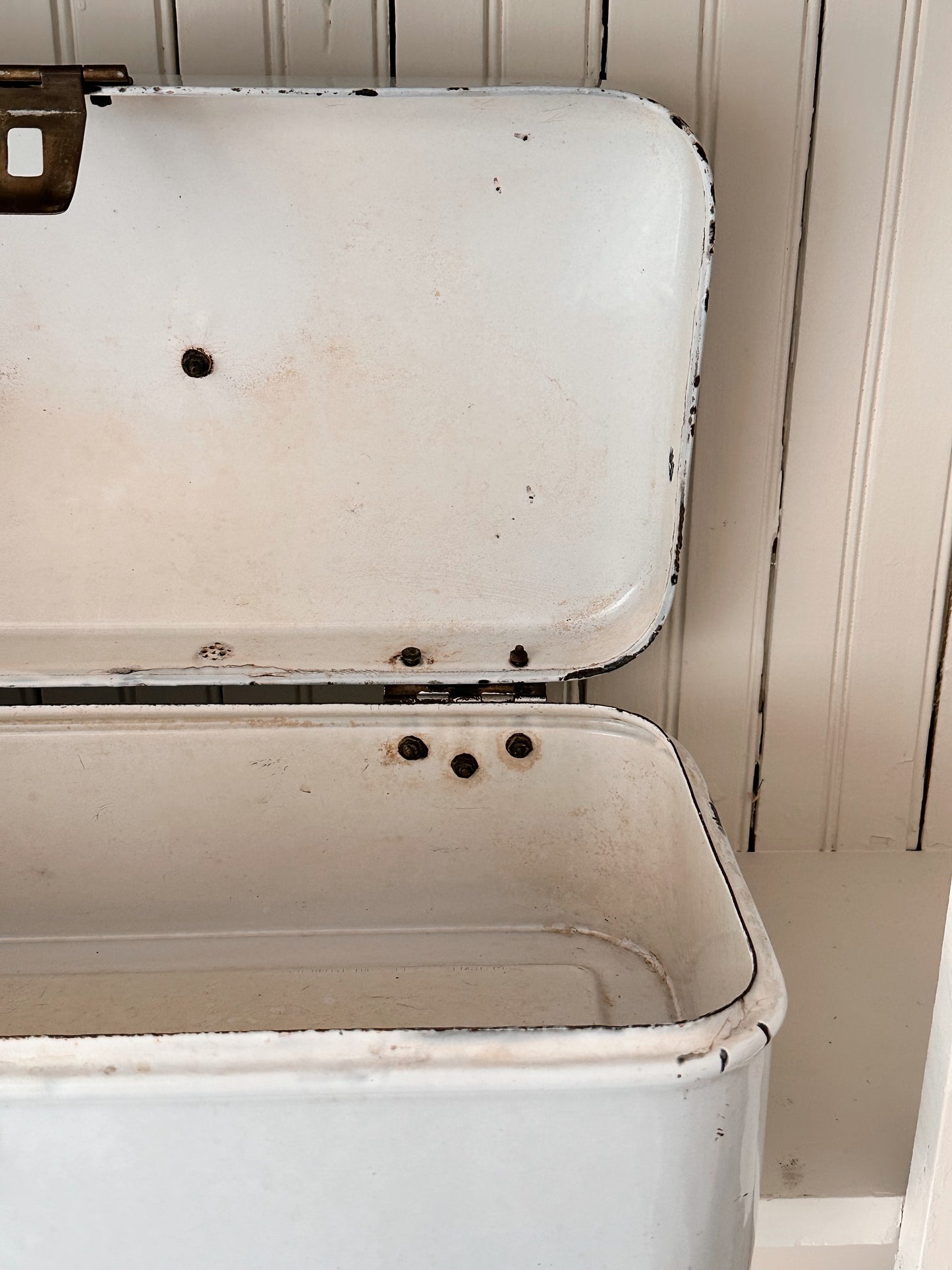 Large Antique Enamelware Bread Box