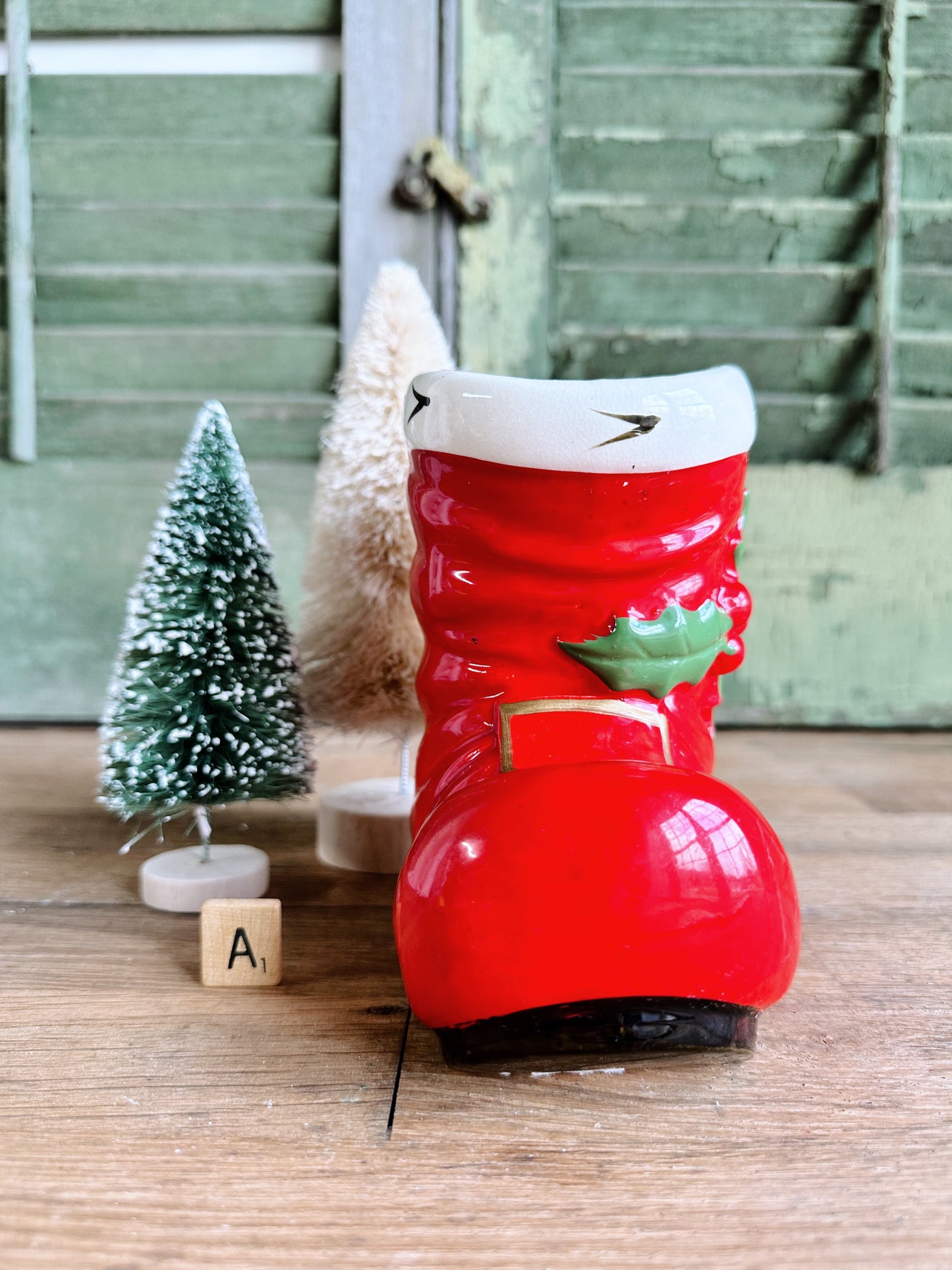 Vintage Lefton Santa Boot Planter