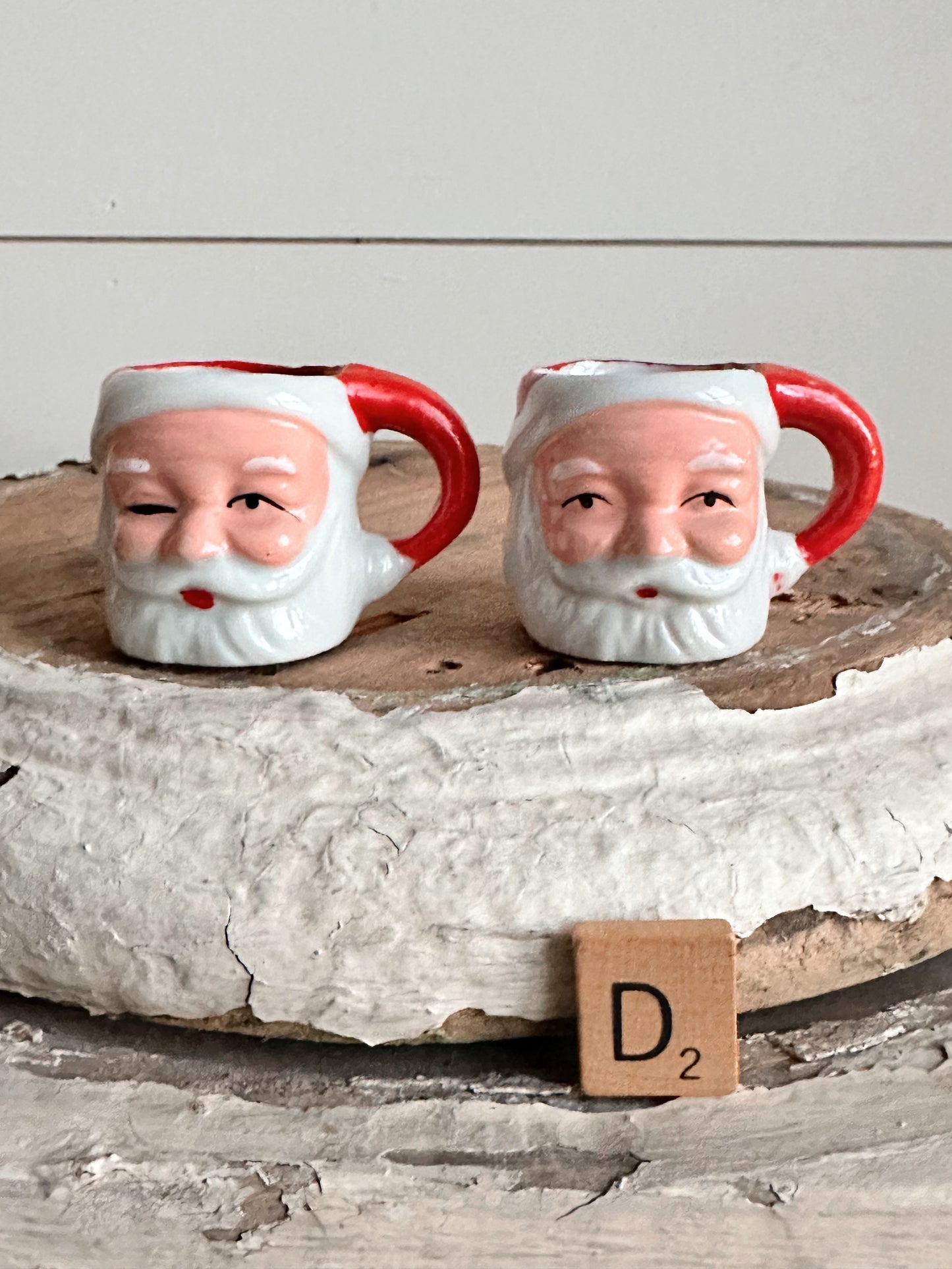 Pair of Vintage Mini Santa Mugs