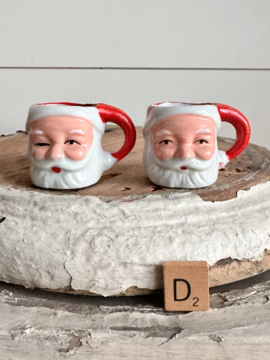 Pair of Vintage Mini Santa Mugs