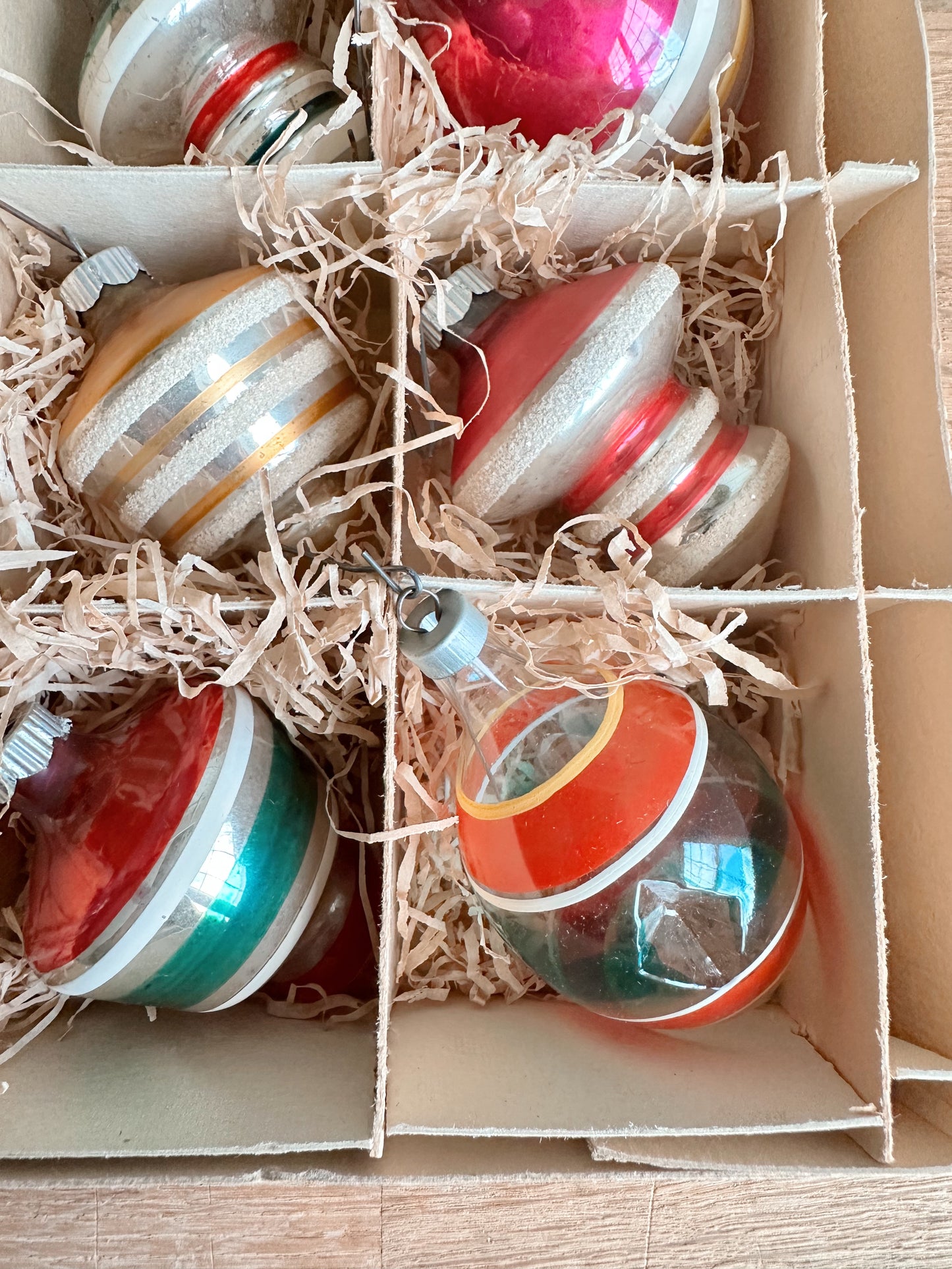 Box of Vintage Glass Ornaments (10 are shiny brites)