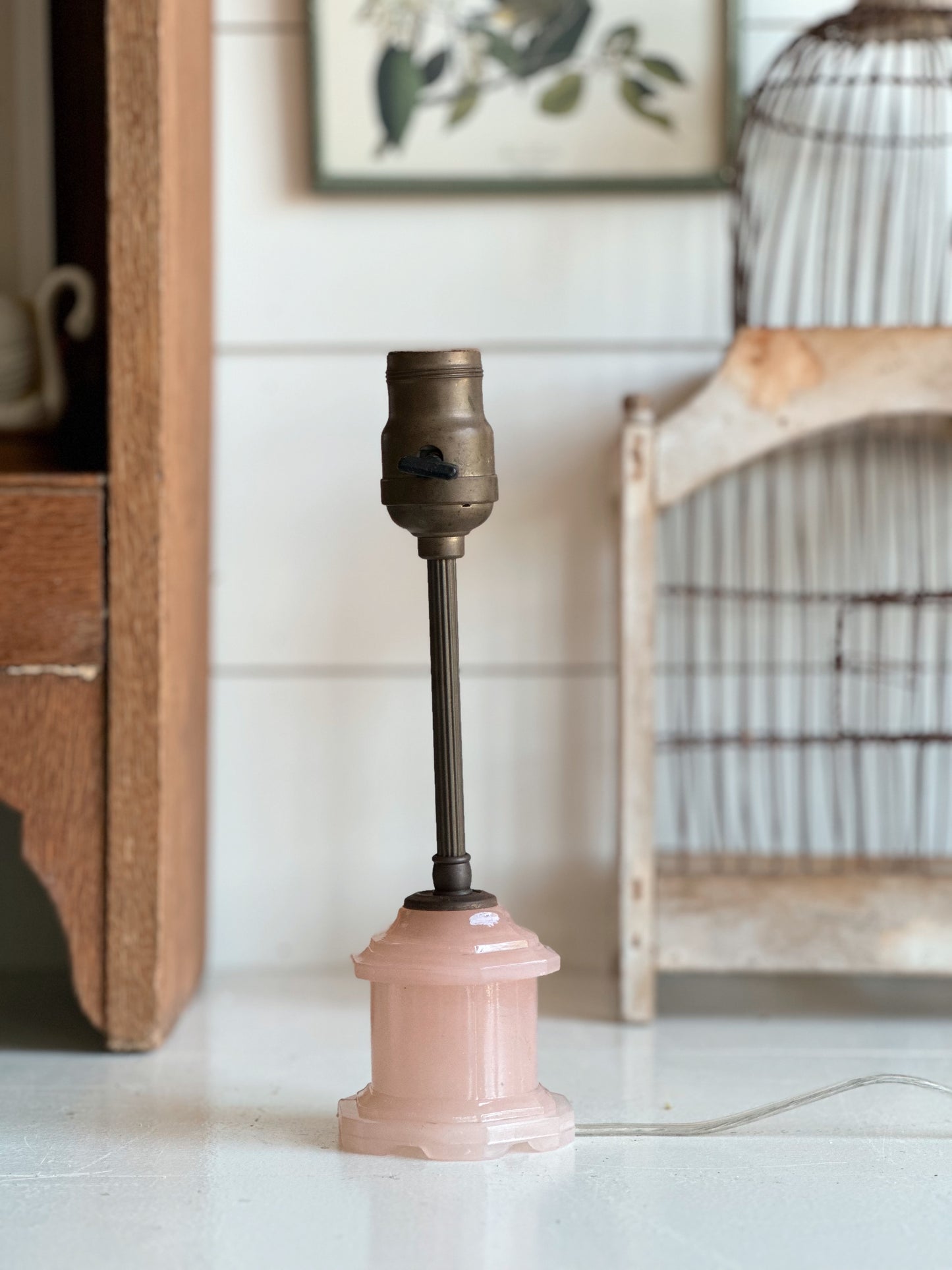 Vintage Pink Glass Lamp