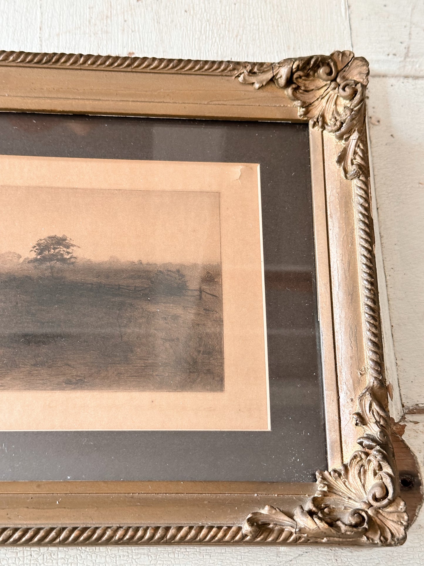 Old Beautifully Framed Waterscape