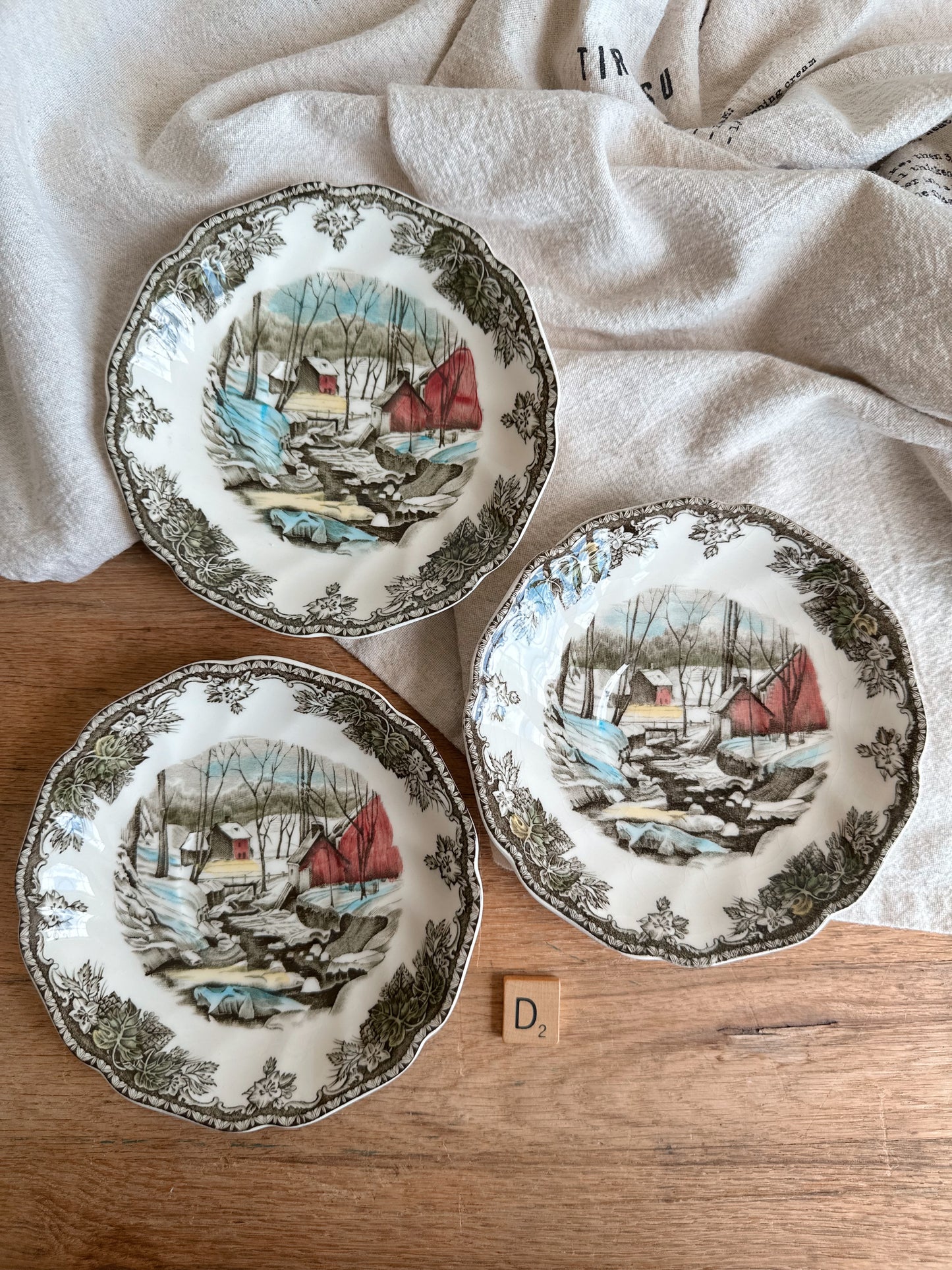 Trio of Johnson Brothers Transferware Saucers