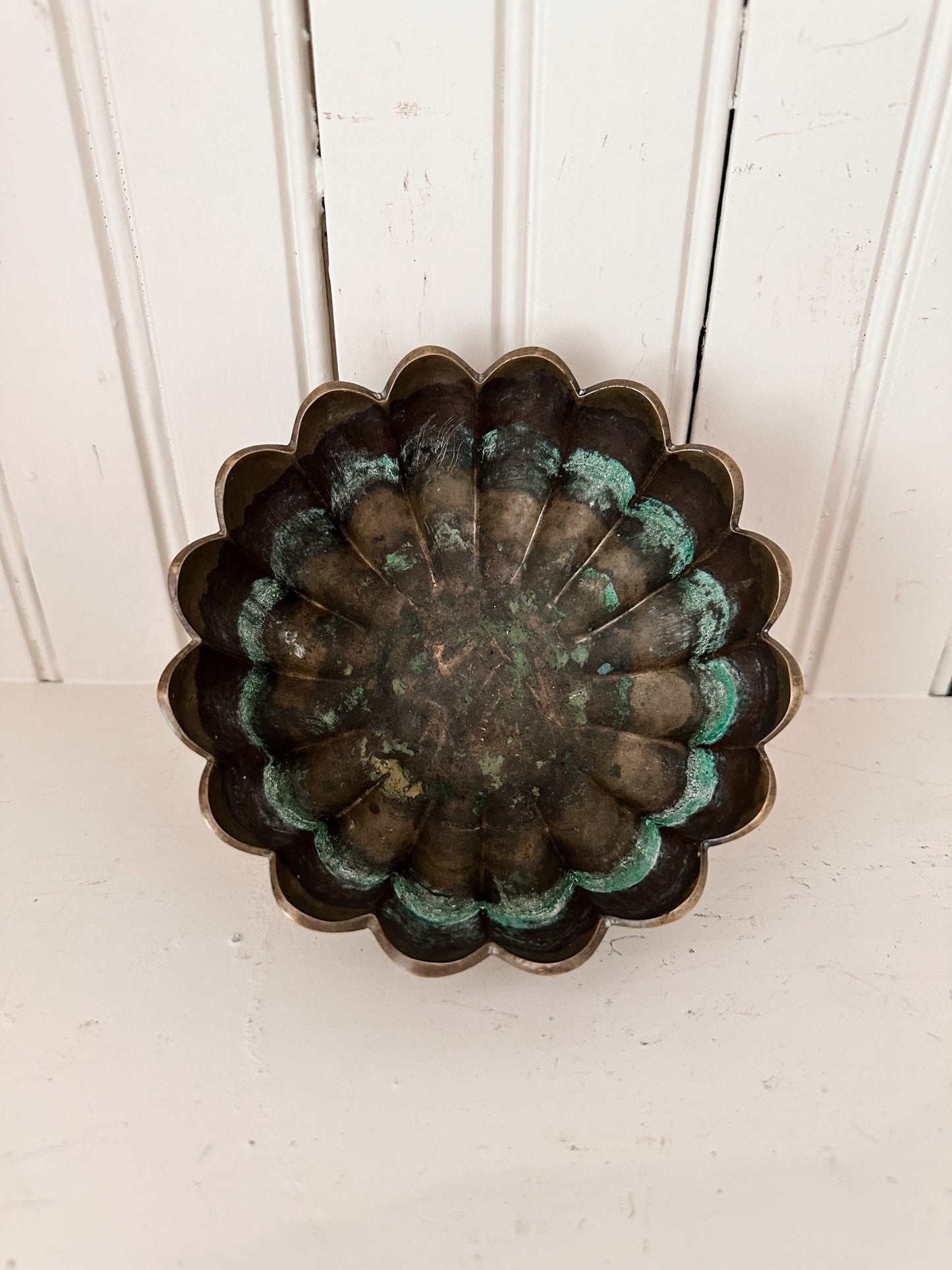 Vintage Scalloped Brass Dish