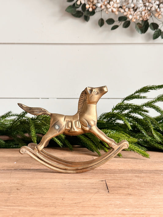 Vintage Brass Rocking Horse