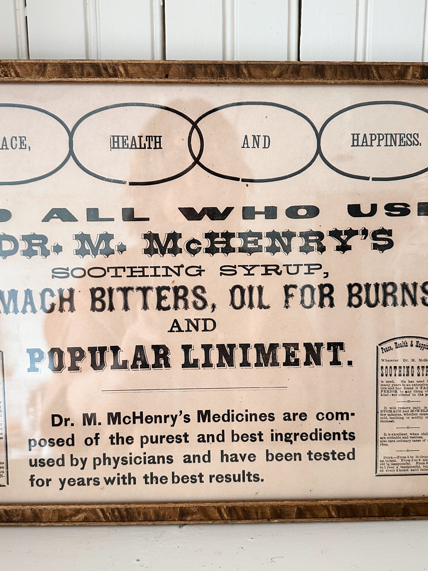 Vintage Framed Dr M McHenry’s Medicine Advertisement