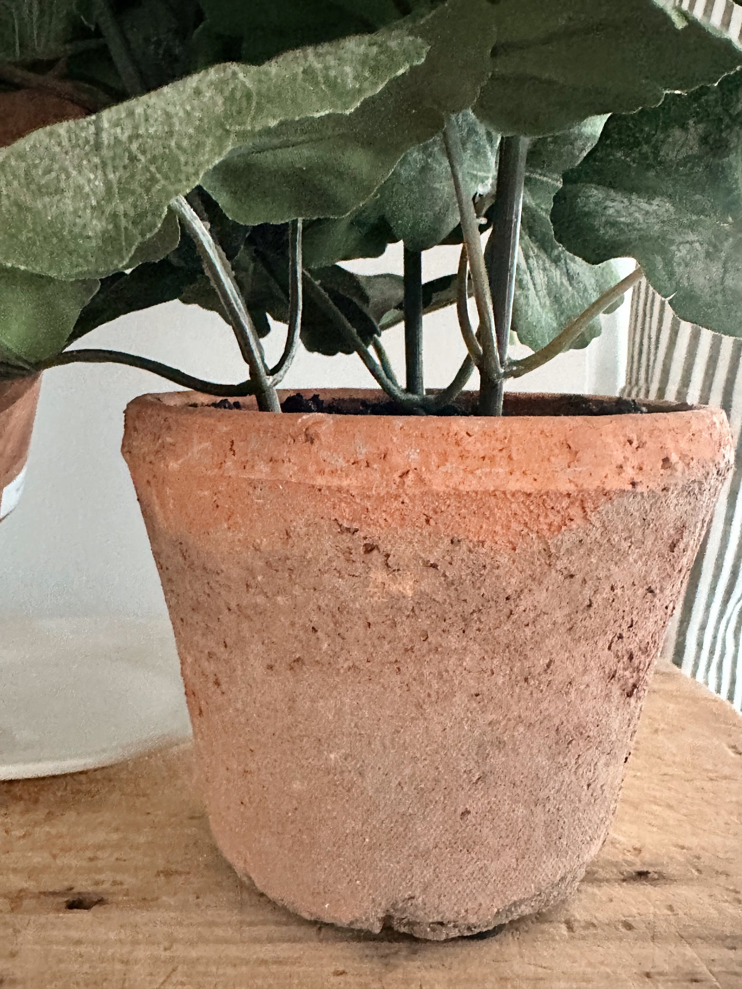 Potted Faux White Geraniums