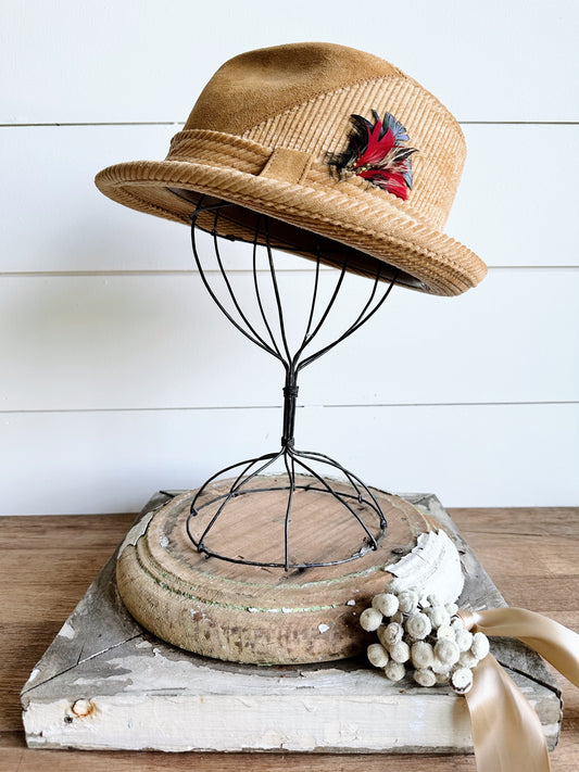 Vintage Corduroy and Suede Fedora