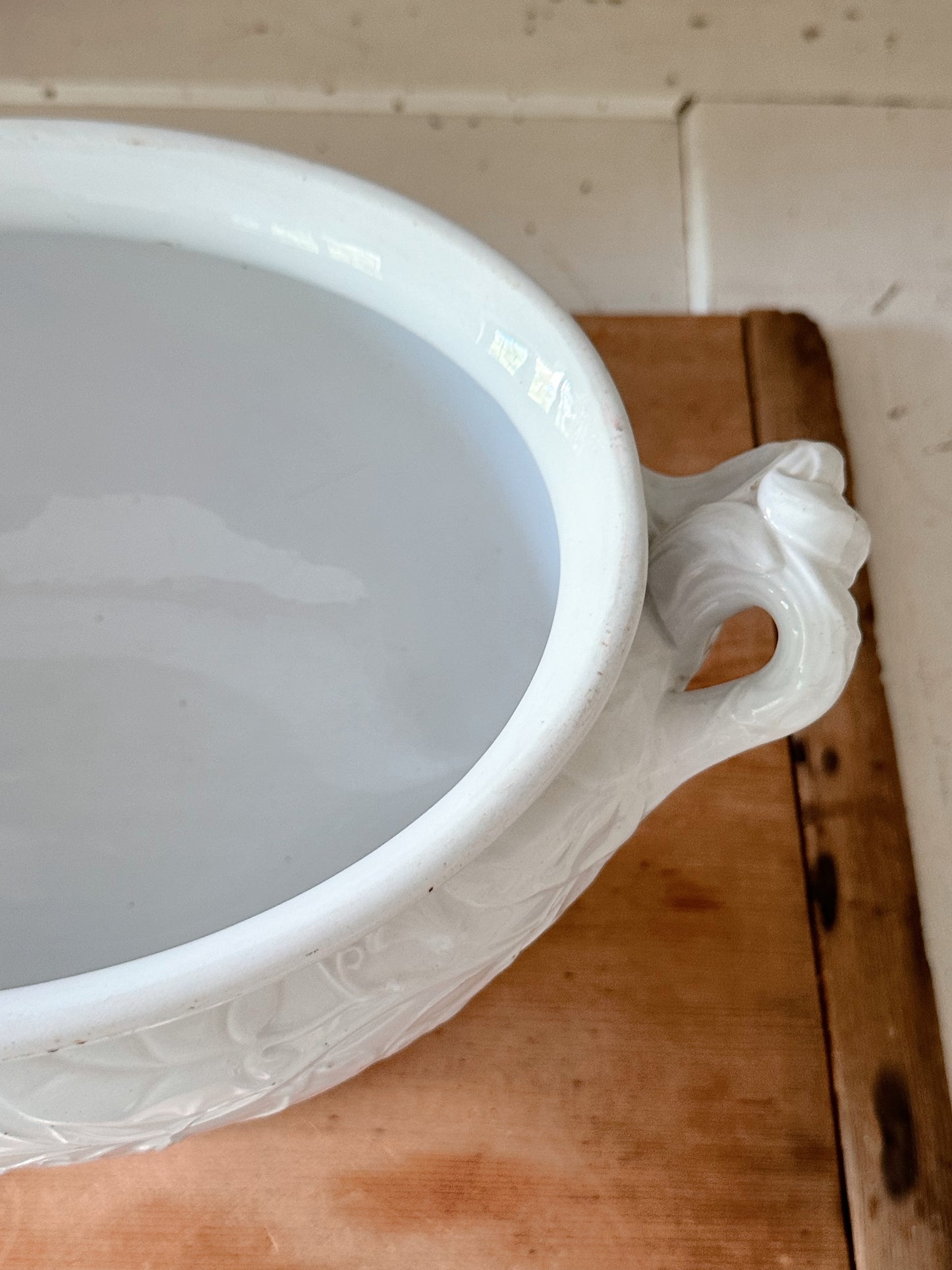 Large 1860s Antique Elsmore & Forster Three Piece Ironstone Tureen, Morning Glory Pattern