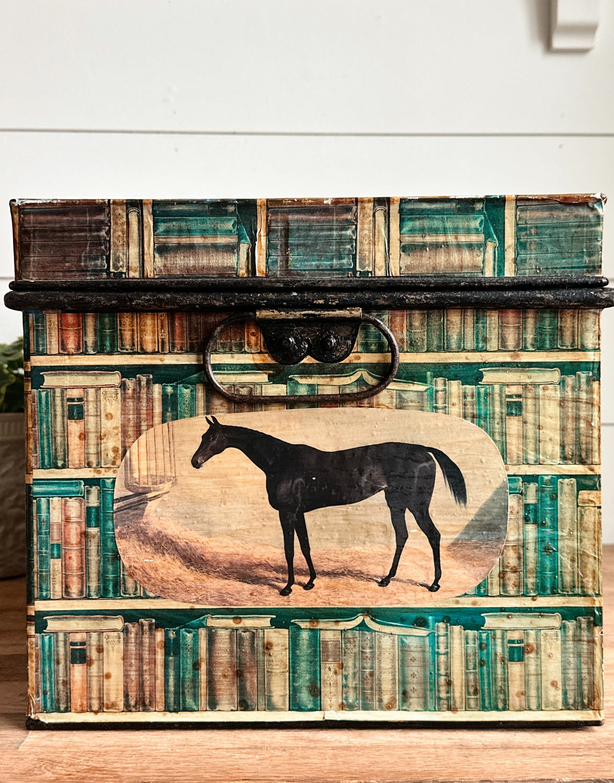 Vintage Equestrian Themed Iron Box