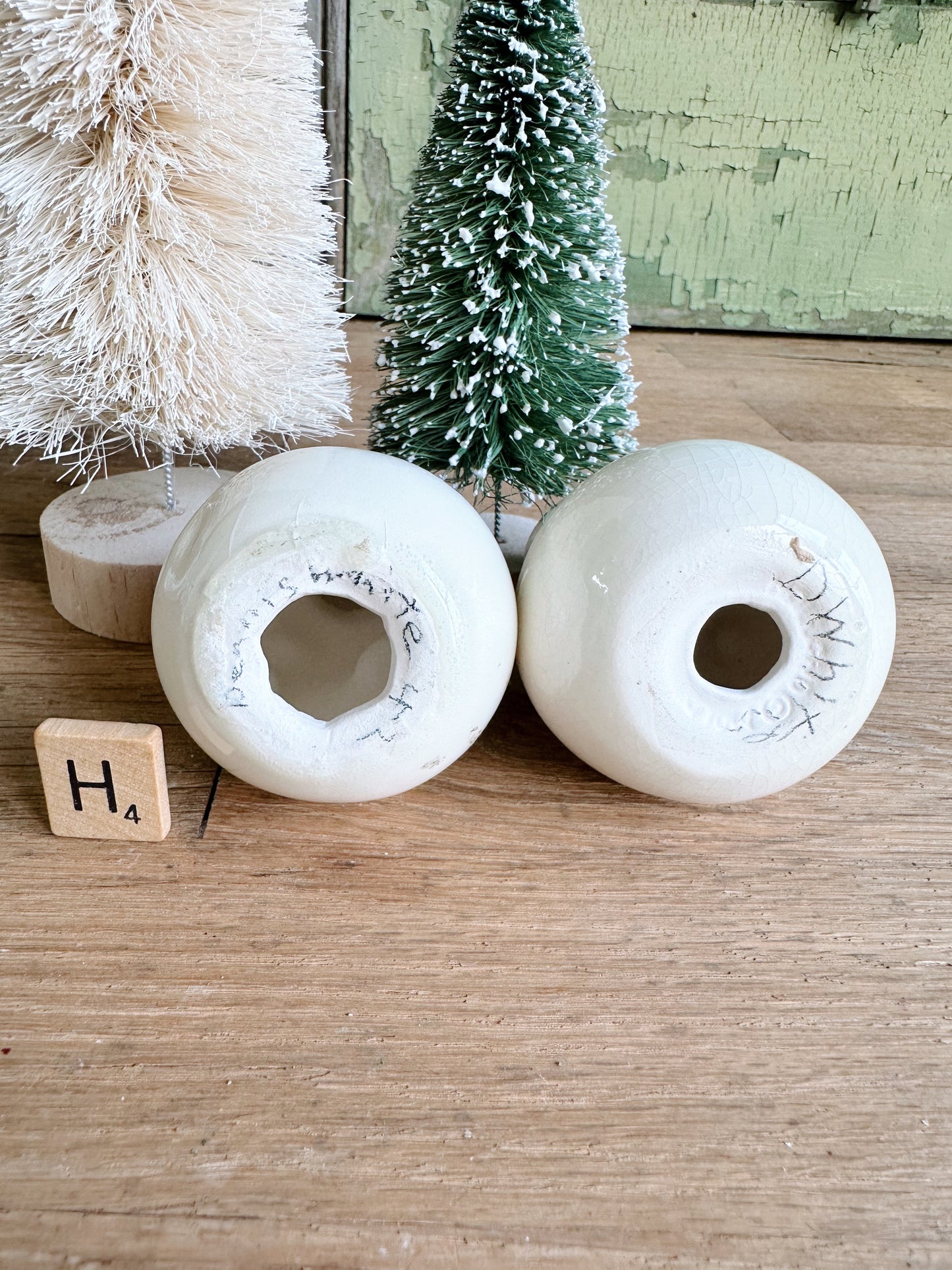 Vintage Snowman & Woman Salt and Pepper Shakers