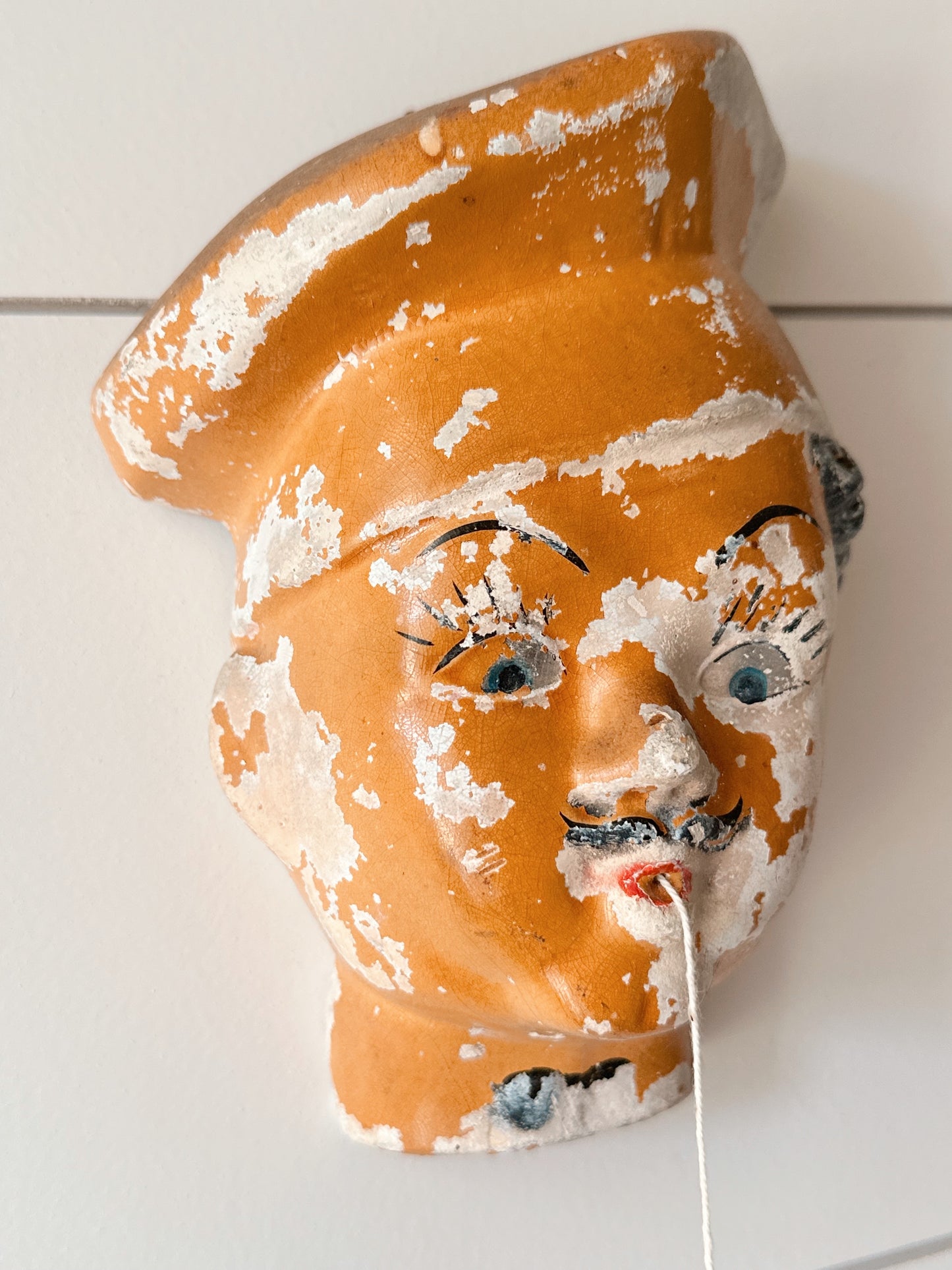 Vintage 1940s Chippy Chalkware Gentleman Twine Holder
