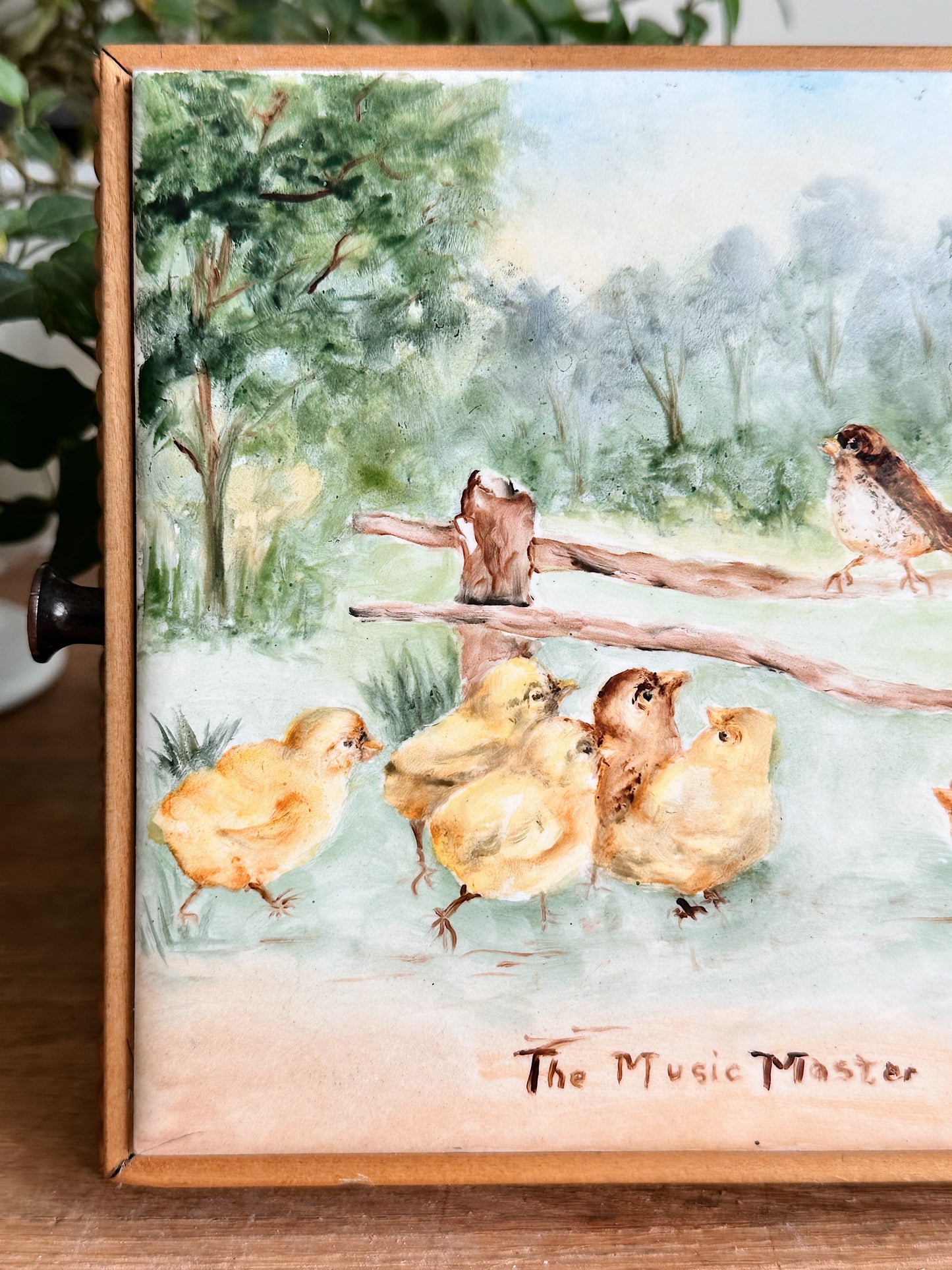 Vintage Hand Painted Tile Wall Hanging