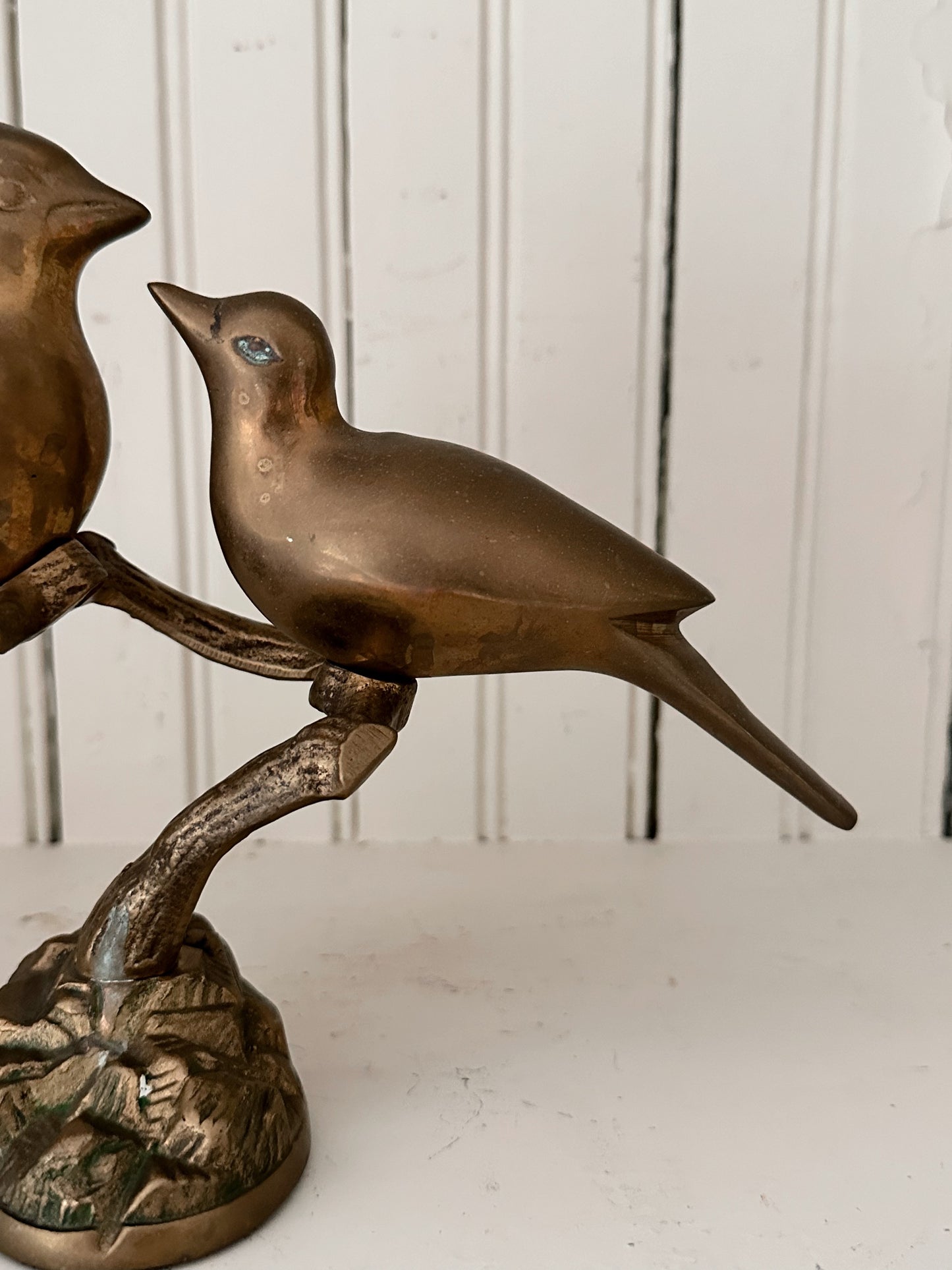 Vintage Brass Birds on a Branch