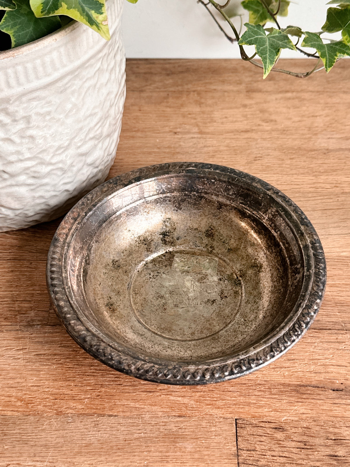 Vintage Silver Plate Monogrammed Dish