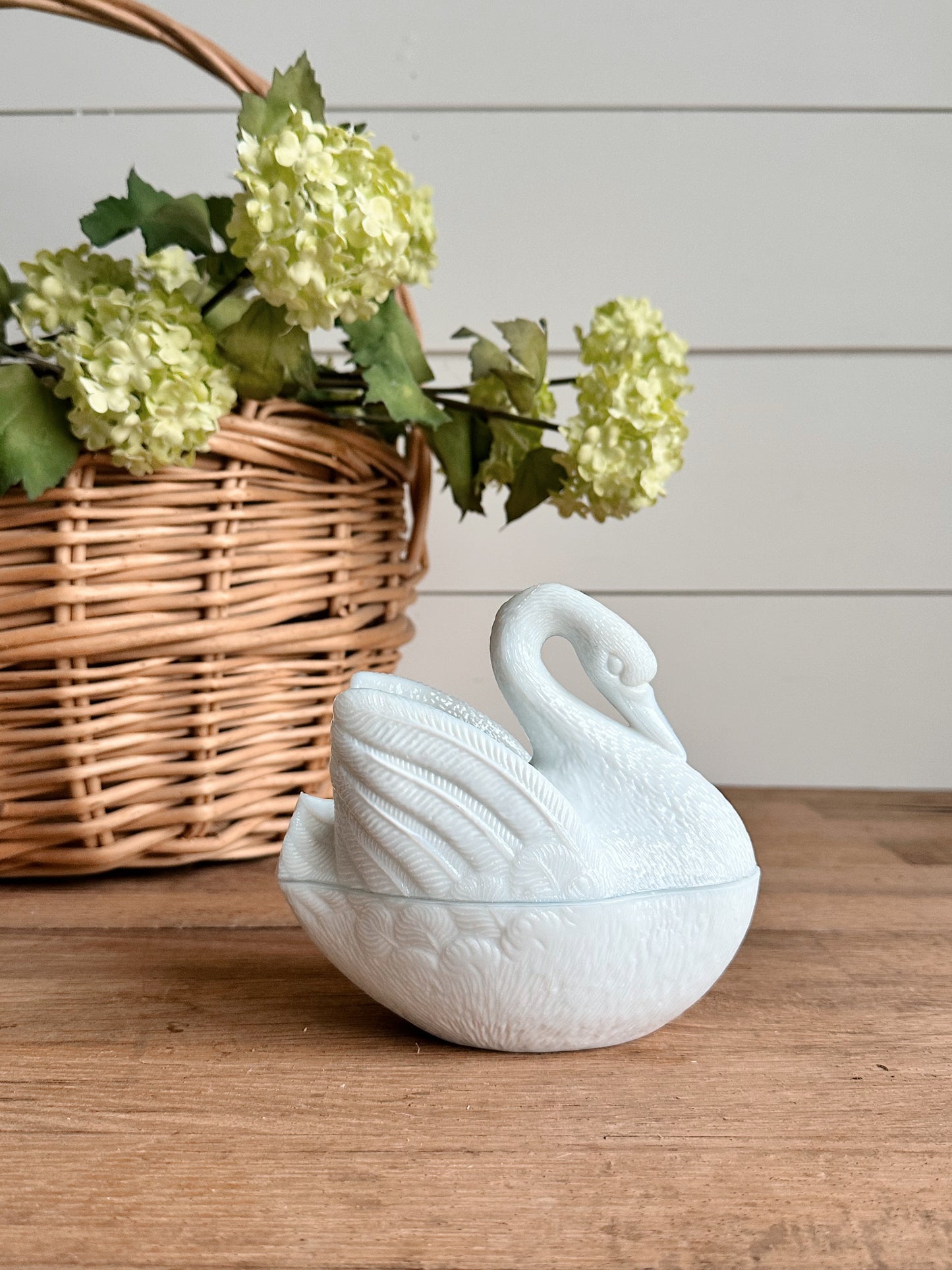 Hand Poured Peach Marmalade in a Milk Glass Swan Canister