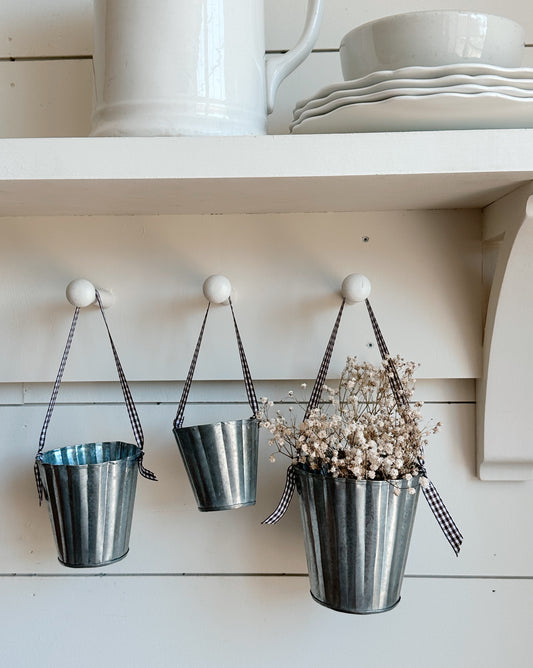 Set of Three Fluted Tin Baskets