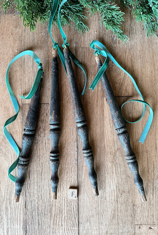 Set of Four Vintage Spindle Ornaments