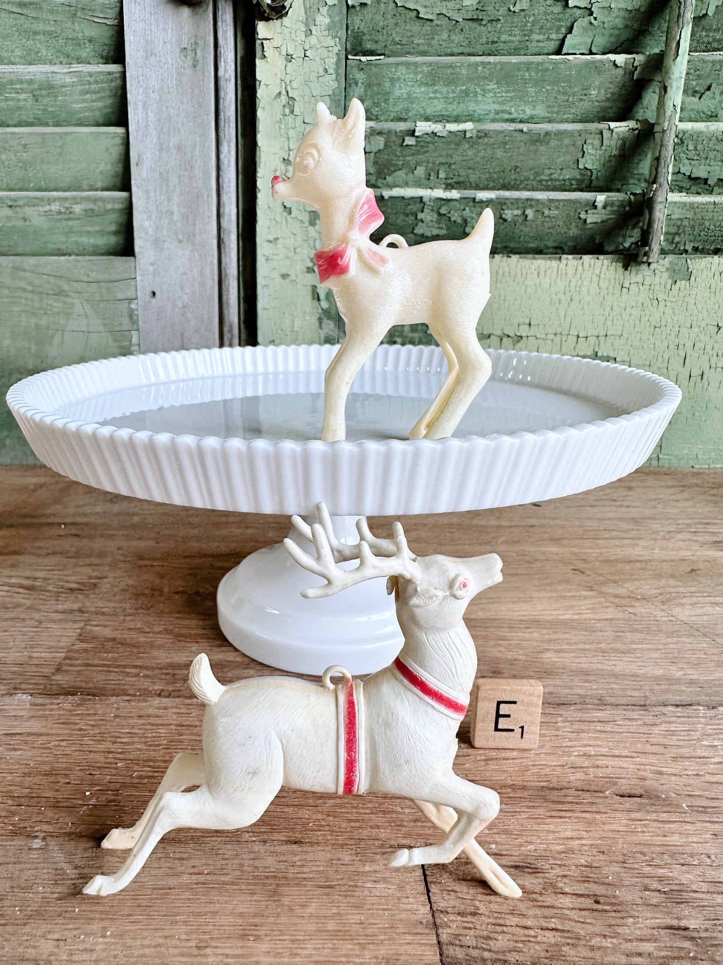 Set of Two Vintage Plastic Deer