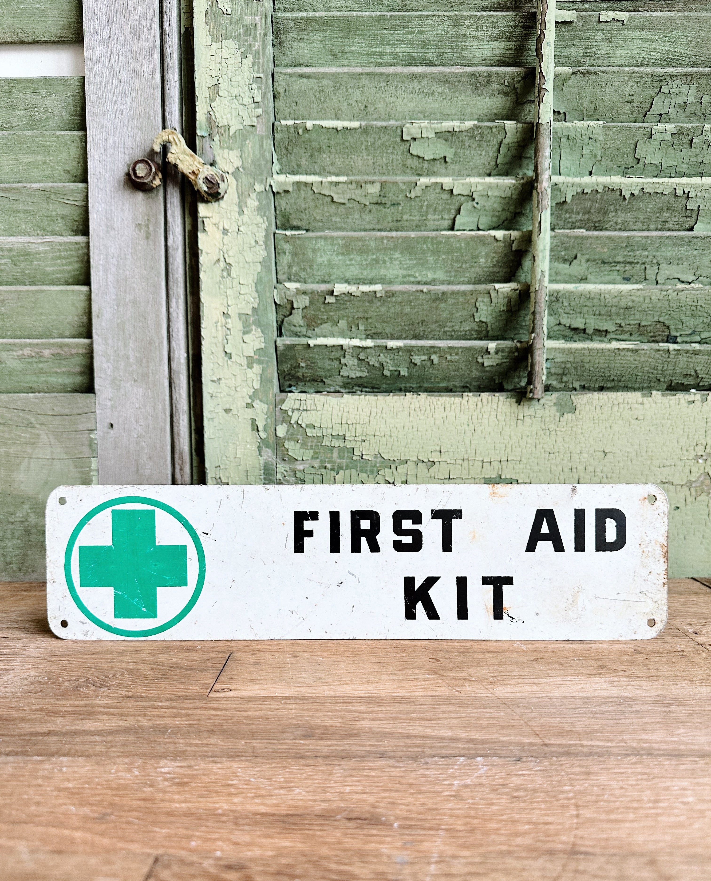 Vintage Metal First Aid Kit Sign