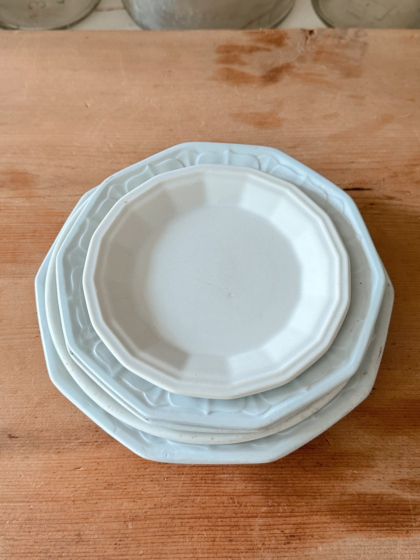 Stack of Five Ironstone Dessert Plates