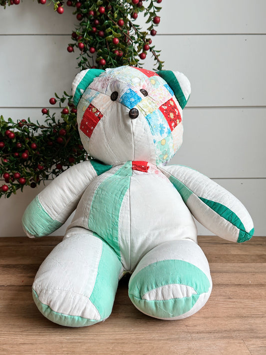 Vintage Handmade Quilt Teddy Bear