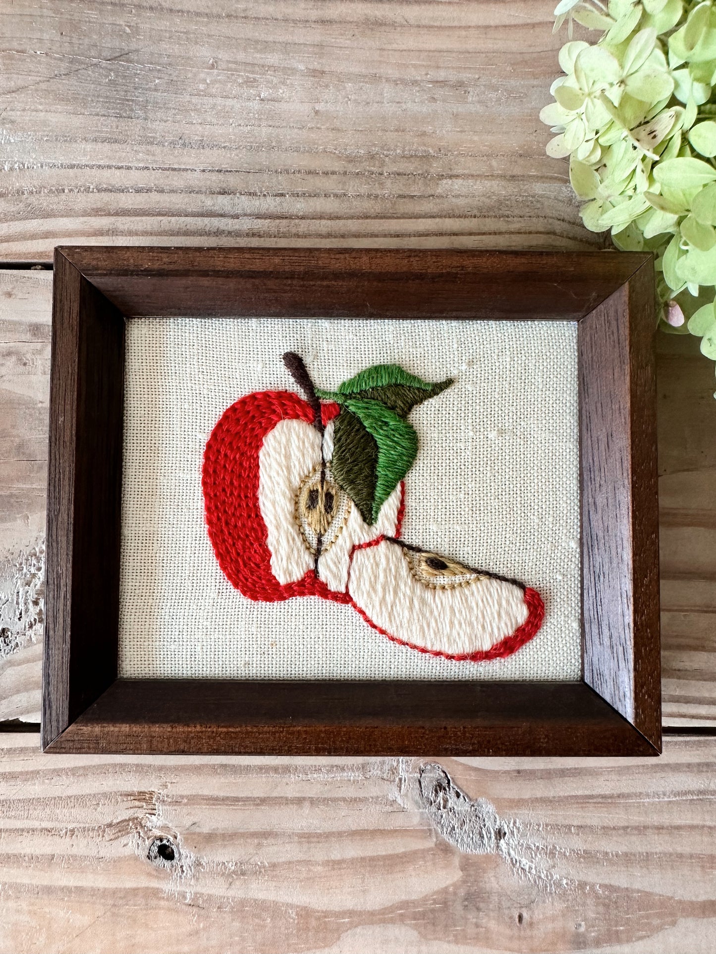 Vintage Framed Apple Crewel Work
