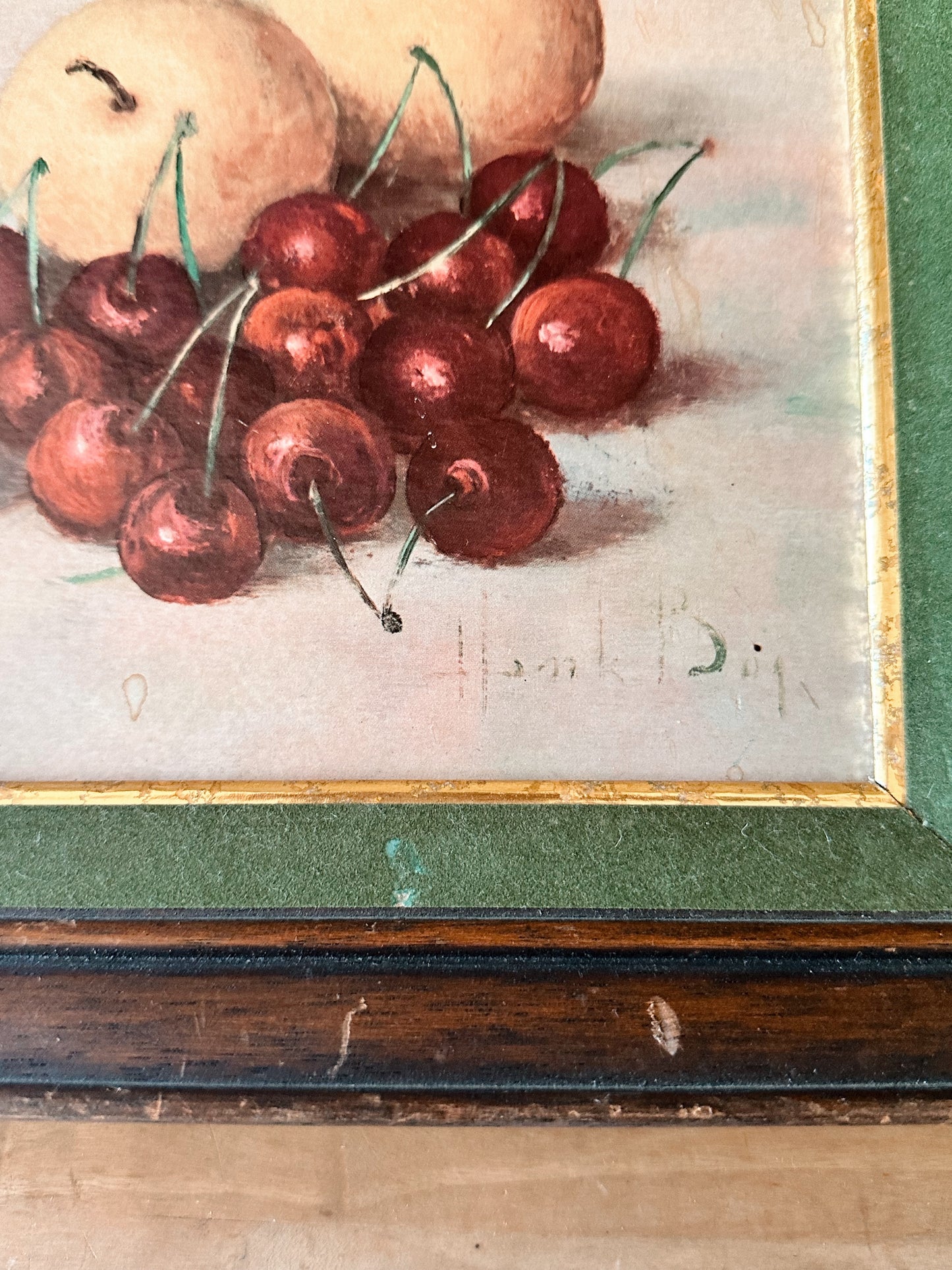 Vintage Framed Fruit Print (Apples & Cherries)