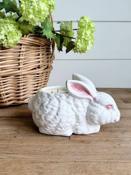 Hand Poured Fresh Pear in a Vintage Bunny Planter