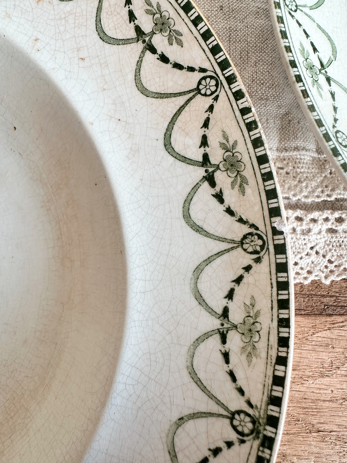 Pair of 1905 Antique Furnivals Ellesmere Shallow Soup Bowls