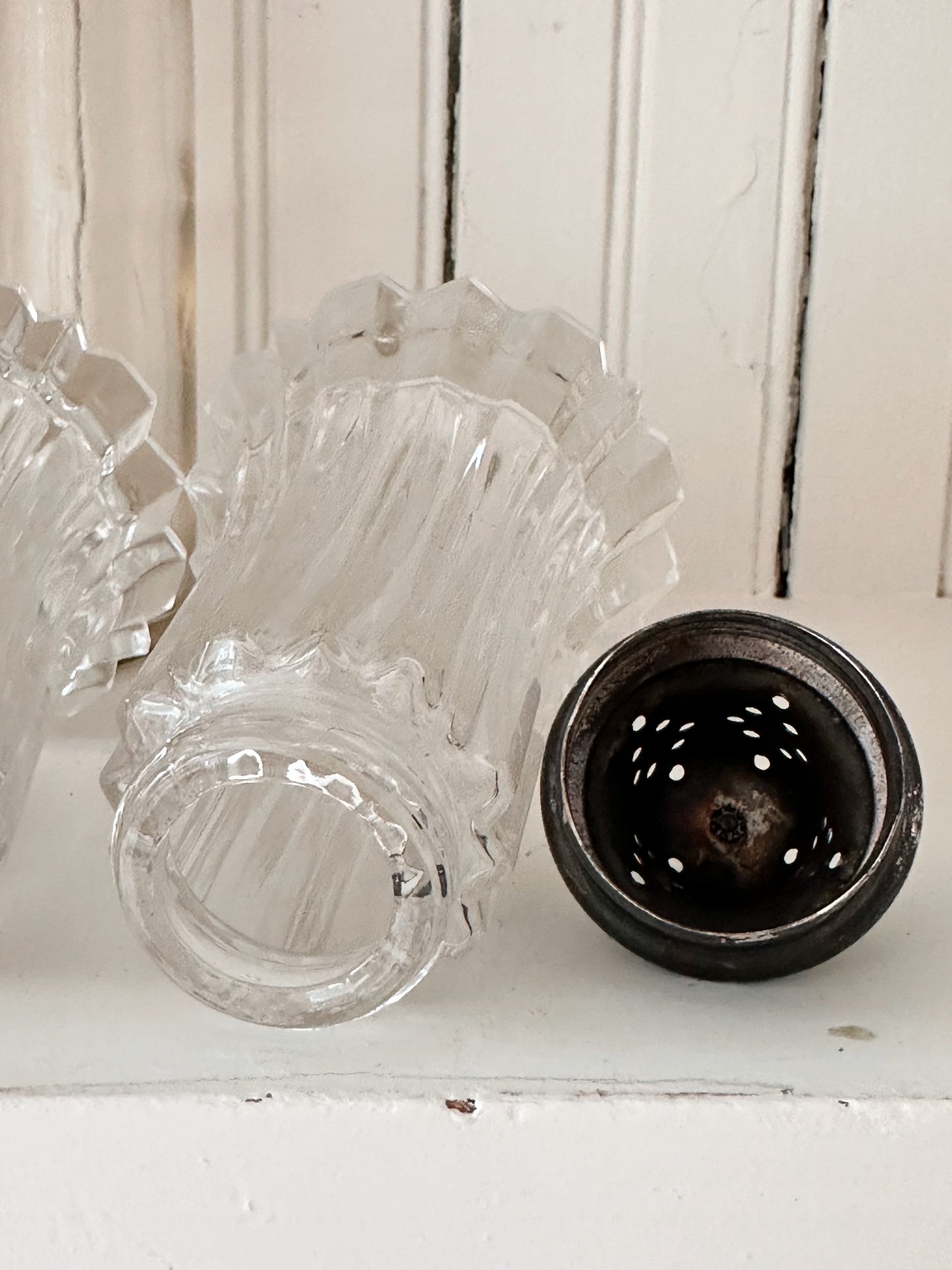 Vintage Glass Salt & Pepper Shakers