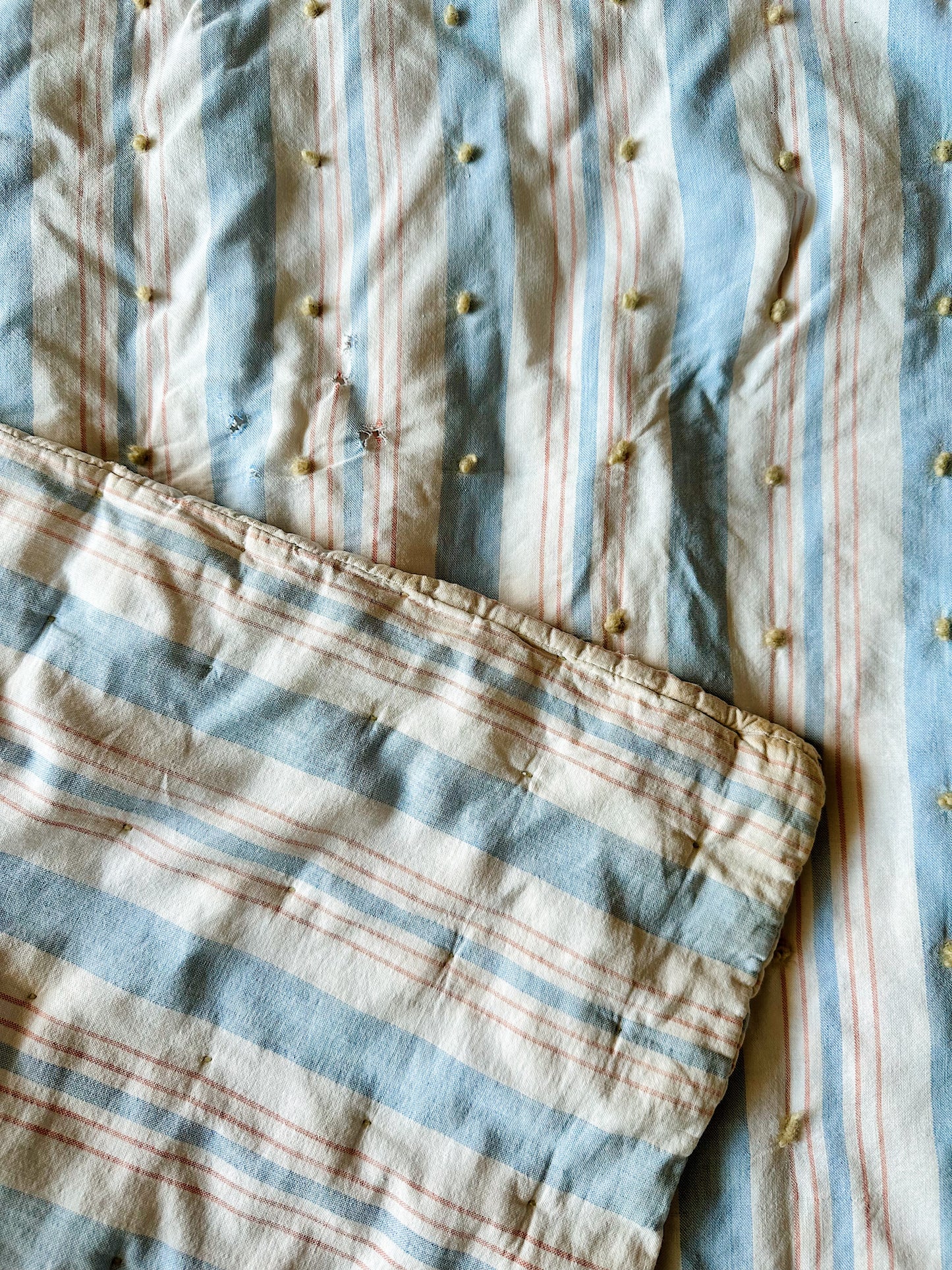 Hand Tied Vintage Cotton Ticking Comforter