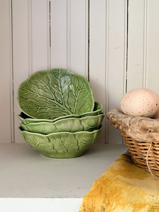 Set of Four Vintage Hand Painted Cabbage Ware Bowls