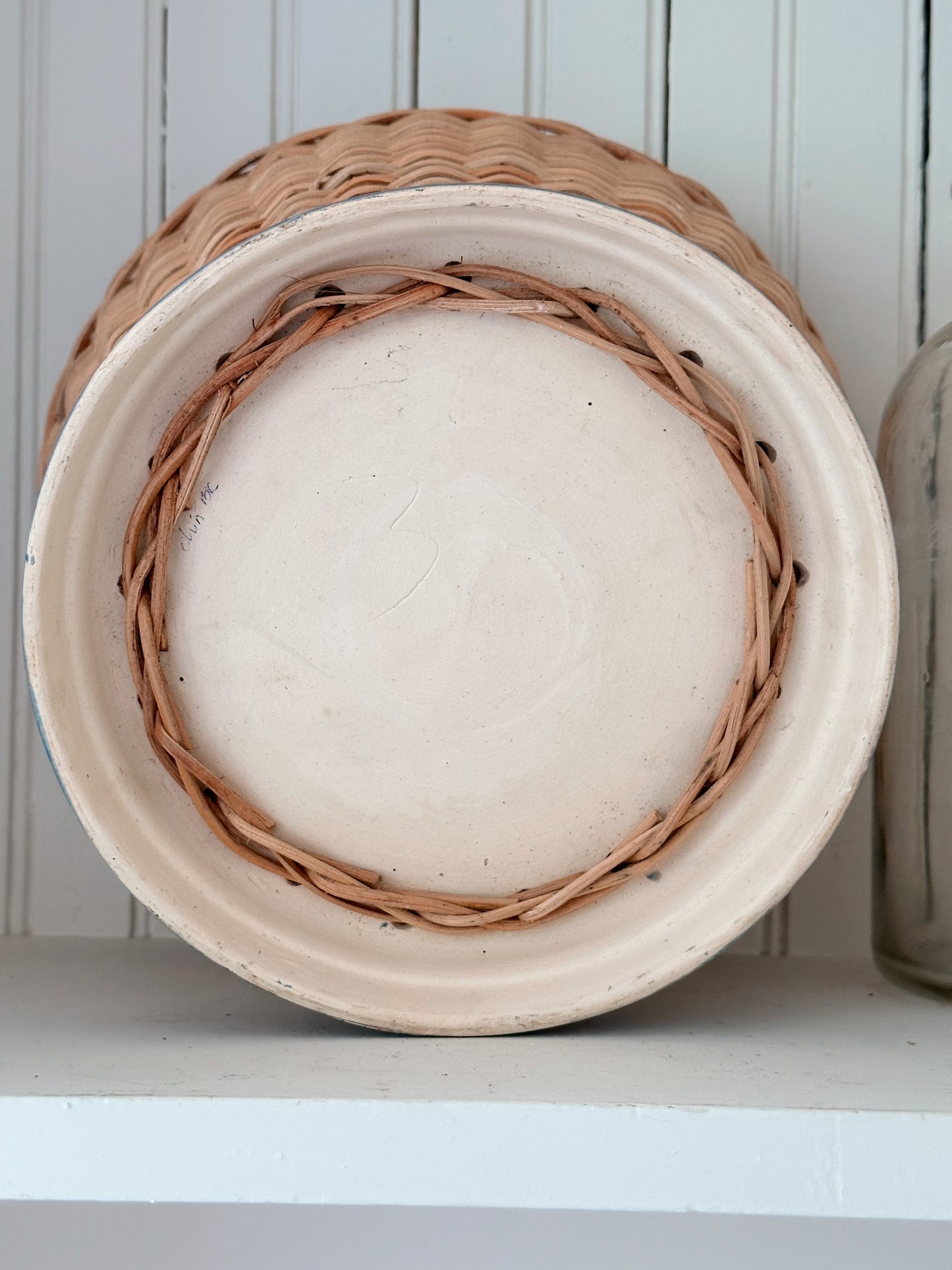 Vintage Basket with Ceramic Base