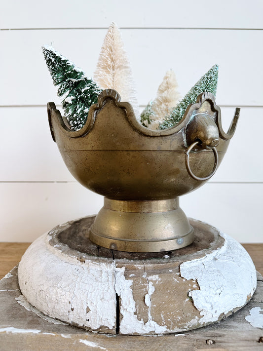 Vintage Brass Lion Head Compote