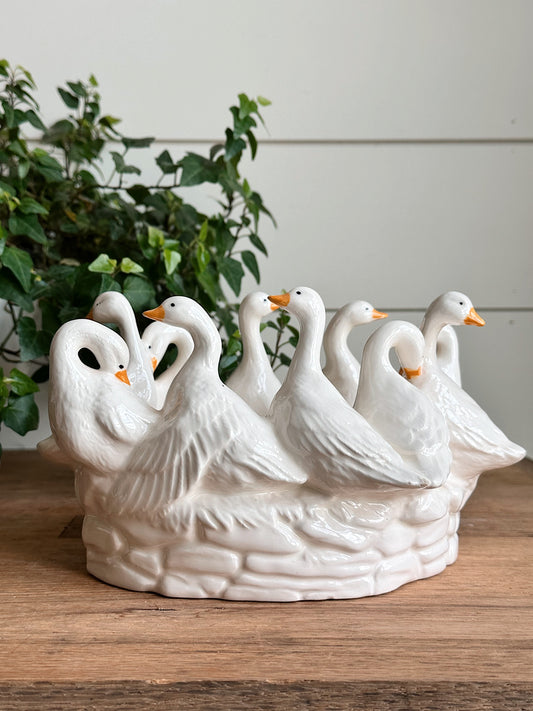 Vintage Gaggle of Geese Planter