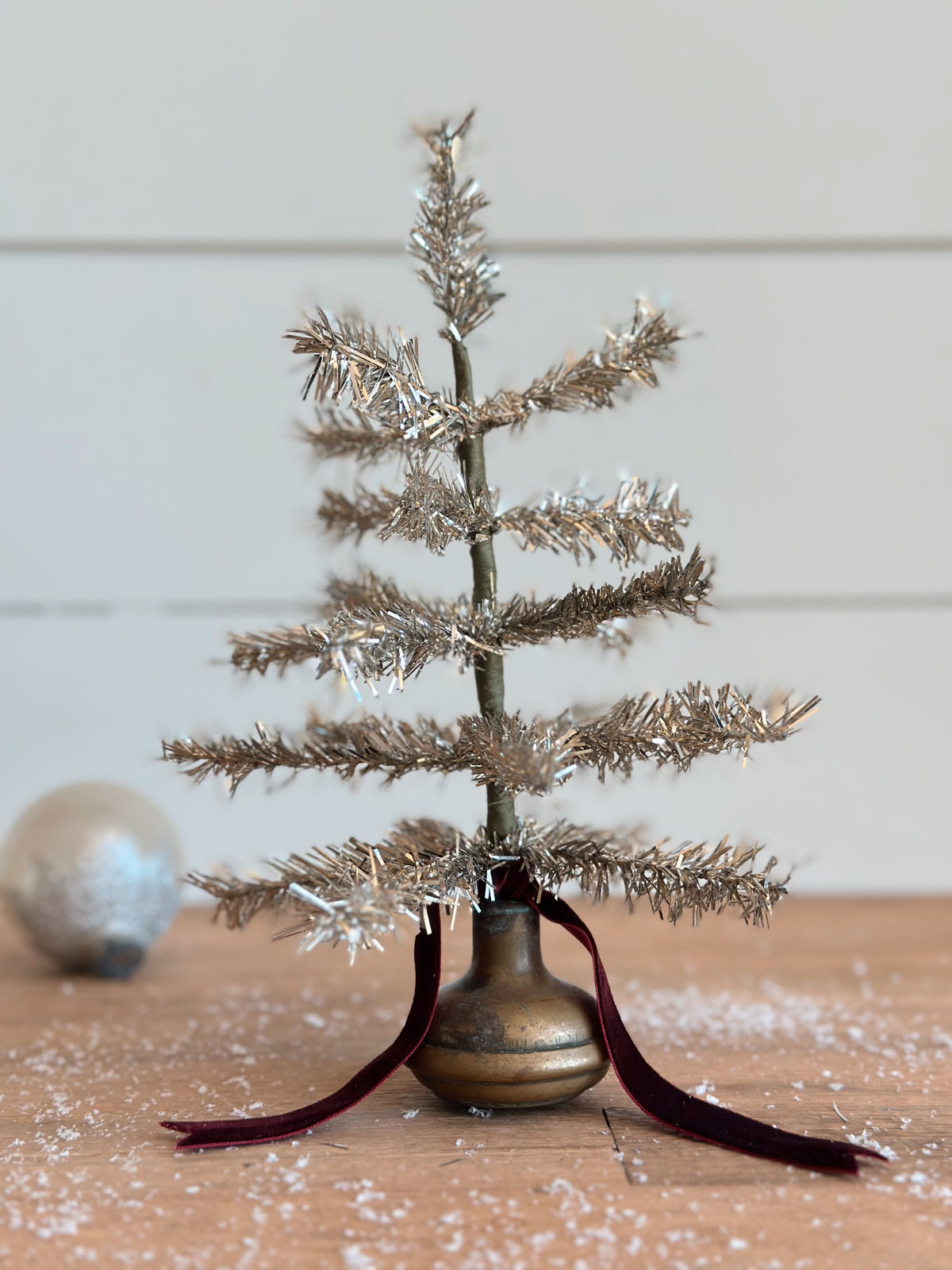 Vintage Brass Knob Tinsel Tree